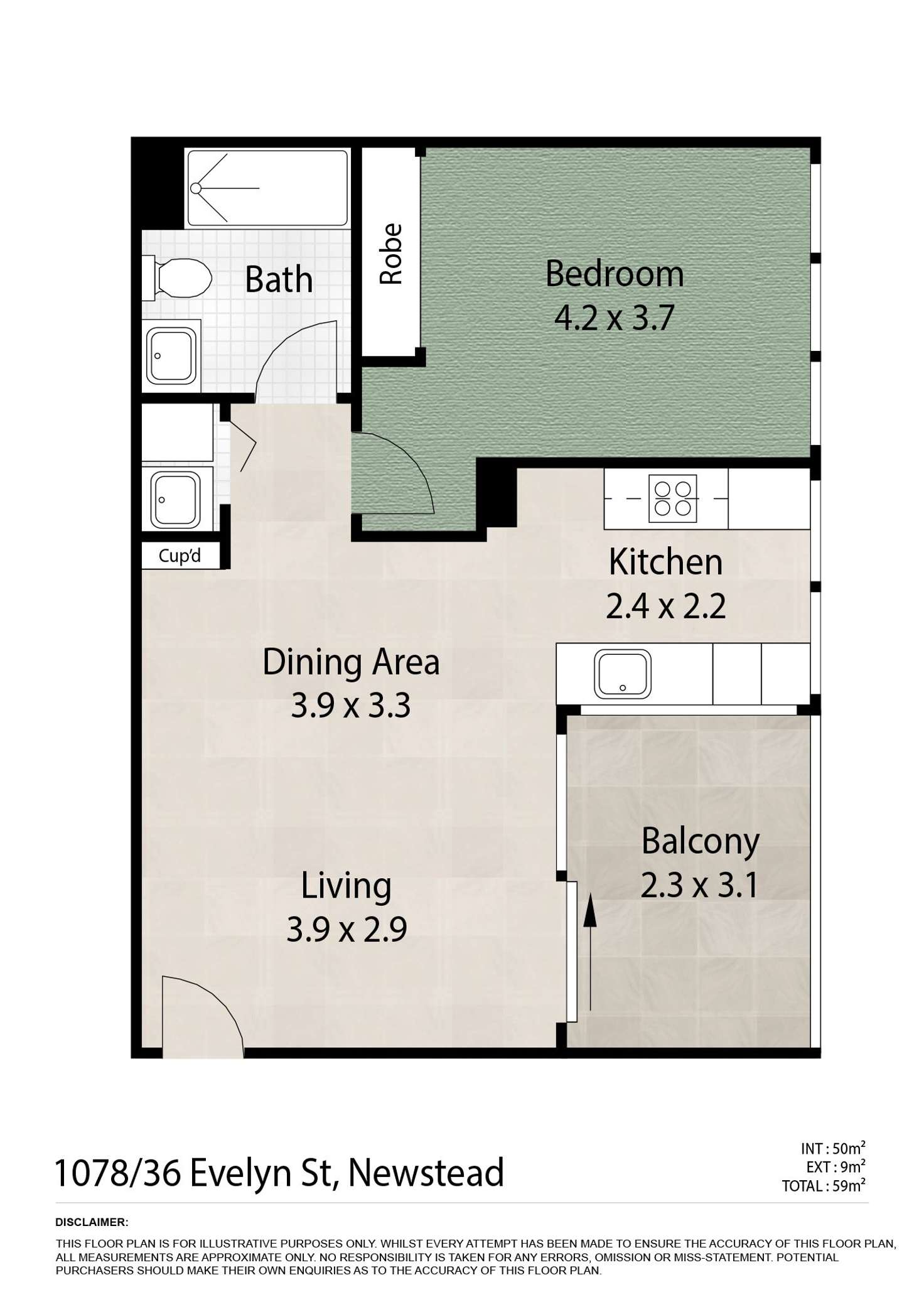 Floorplan of Homely apartment listing, 1078/36 Evelyn Street, Newstead QLD 4006