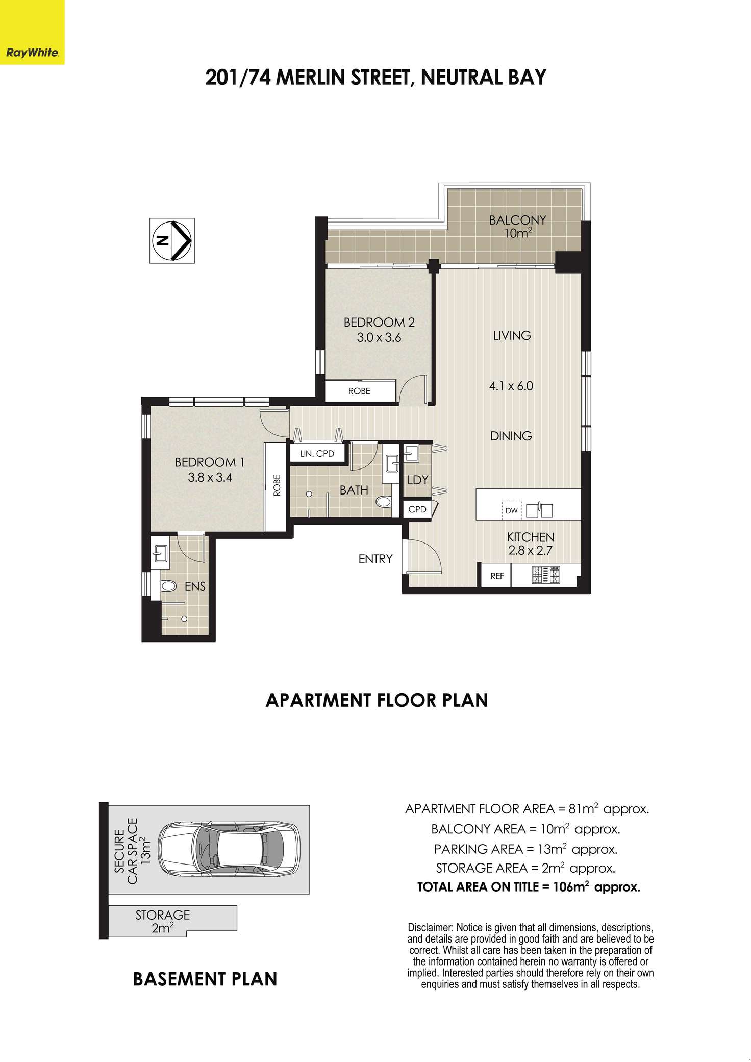 Floorplan of Homely apartment listing, 201/74 Merlin Street, Neutral Bay NSW 2089