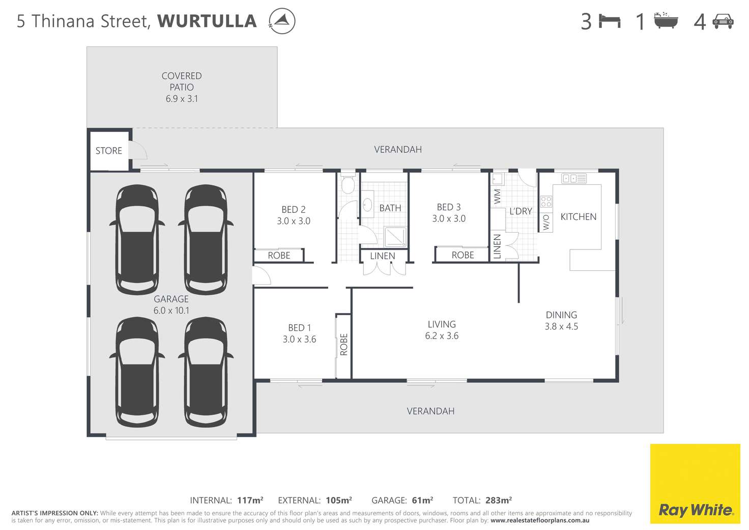 Floorplan of Homely house listing, 5 Thinana Street, Wurtulla QLD 4575