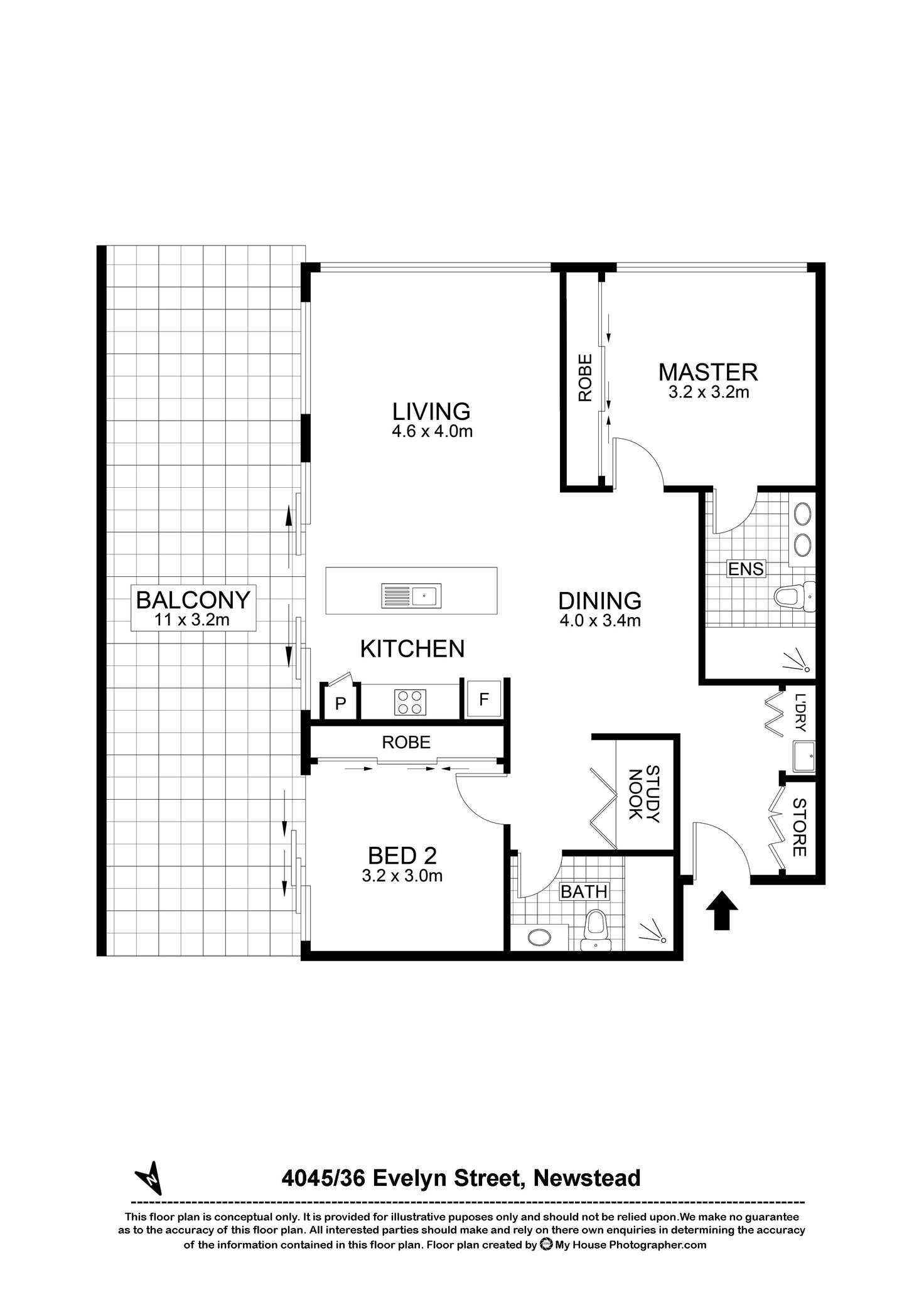 Floorplan of Homely apartment listing, 4045/36 Evelyn Street, Newstead QLD 4006