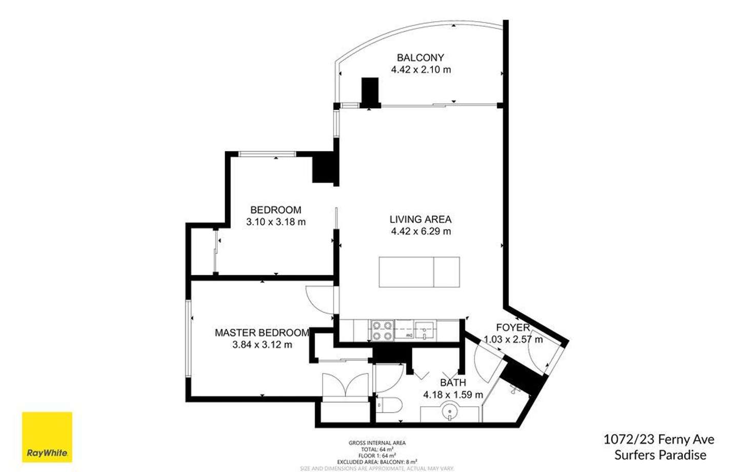 Floorplan of Homely apartment listing, 1072/23 Ferny Avenue, Surfers Paradise QLD 4217