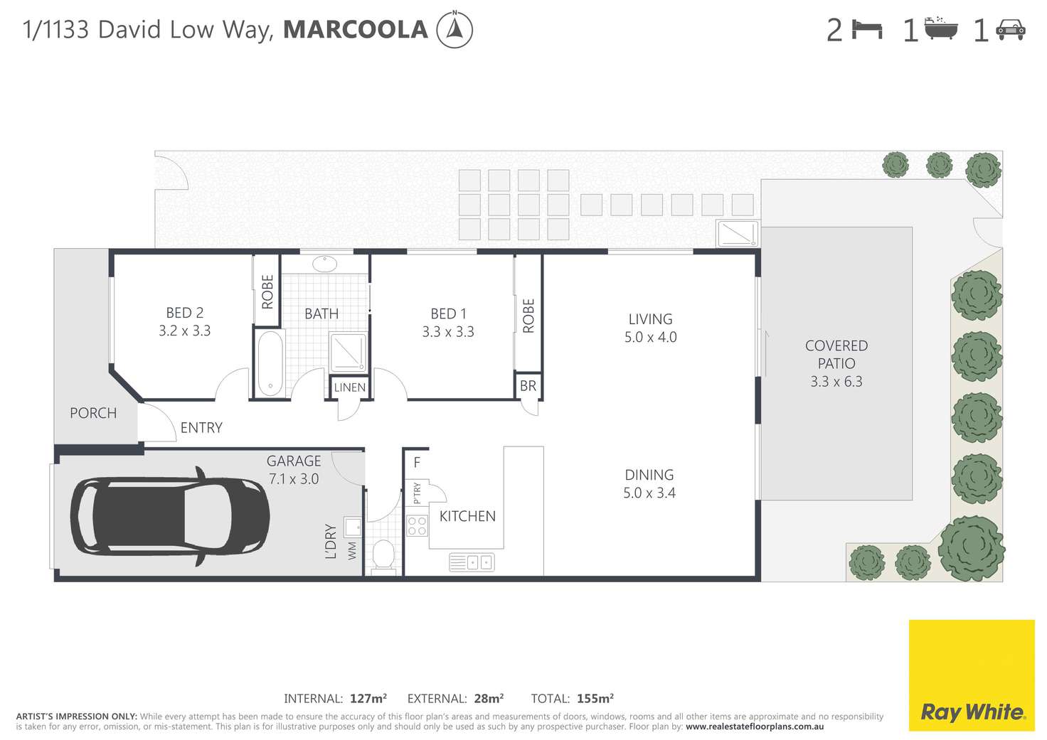 Floorplan of Homely semiDetached listing, 1/1133 David Low Way, Marcoola QLD 4564