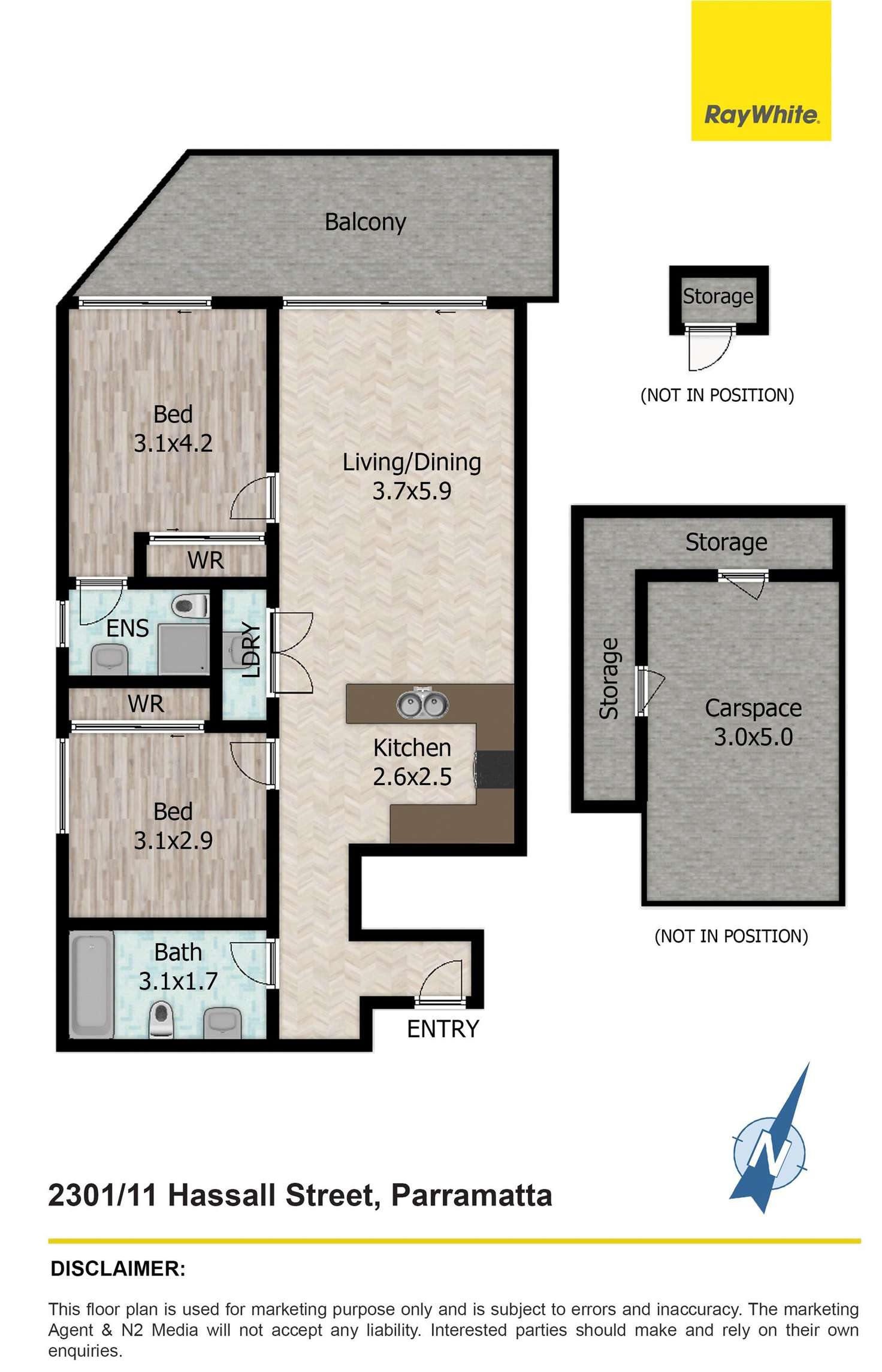 Floorplan of Homely apartment listing, 2301/11 Hassall Street, Parramatta NSW 2150