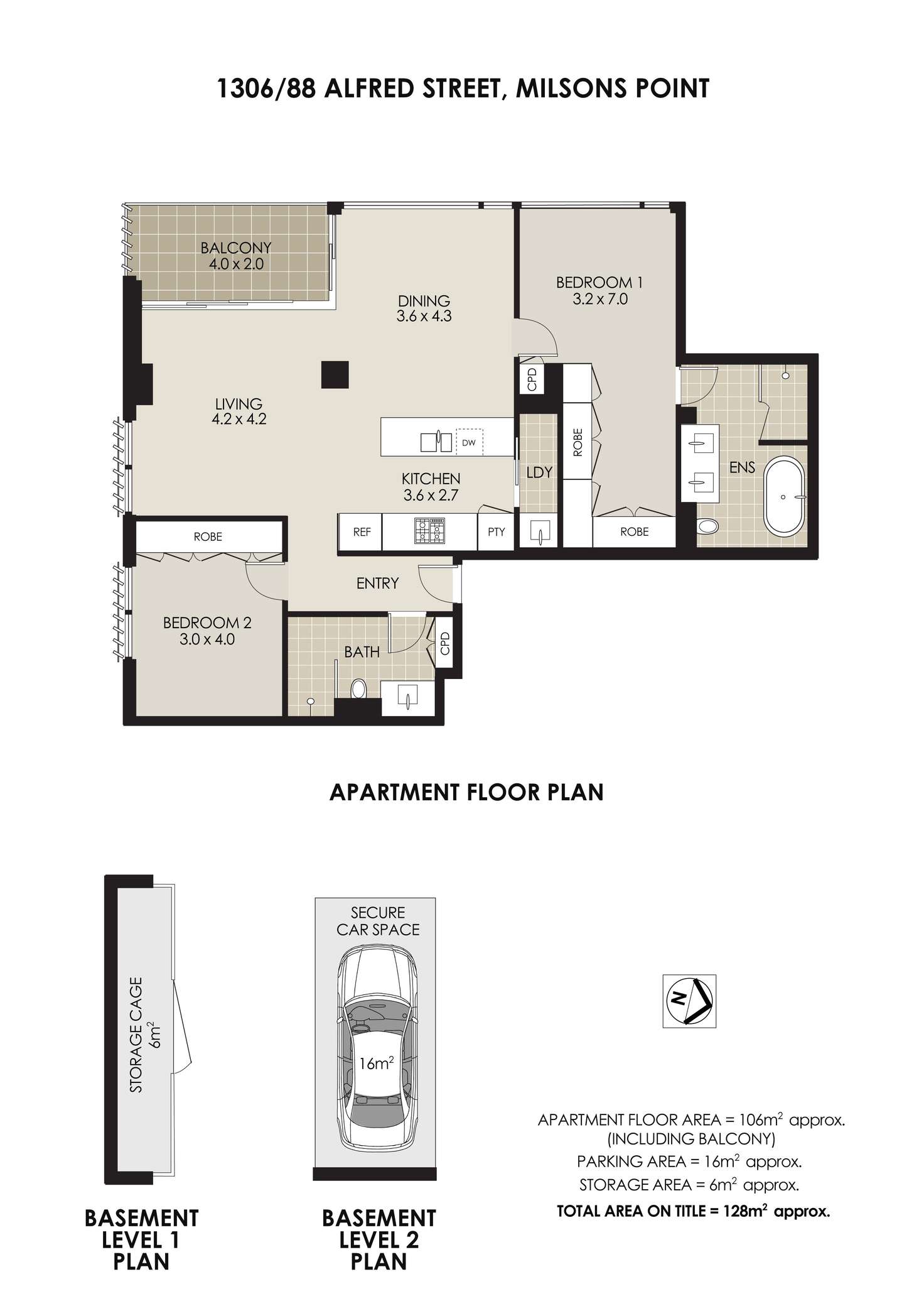 Floorplan of Homely apartment listing, 1306/88 Alfred Street, Milsons Point NSW 2061