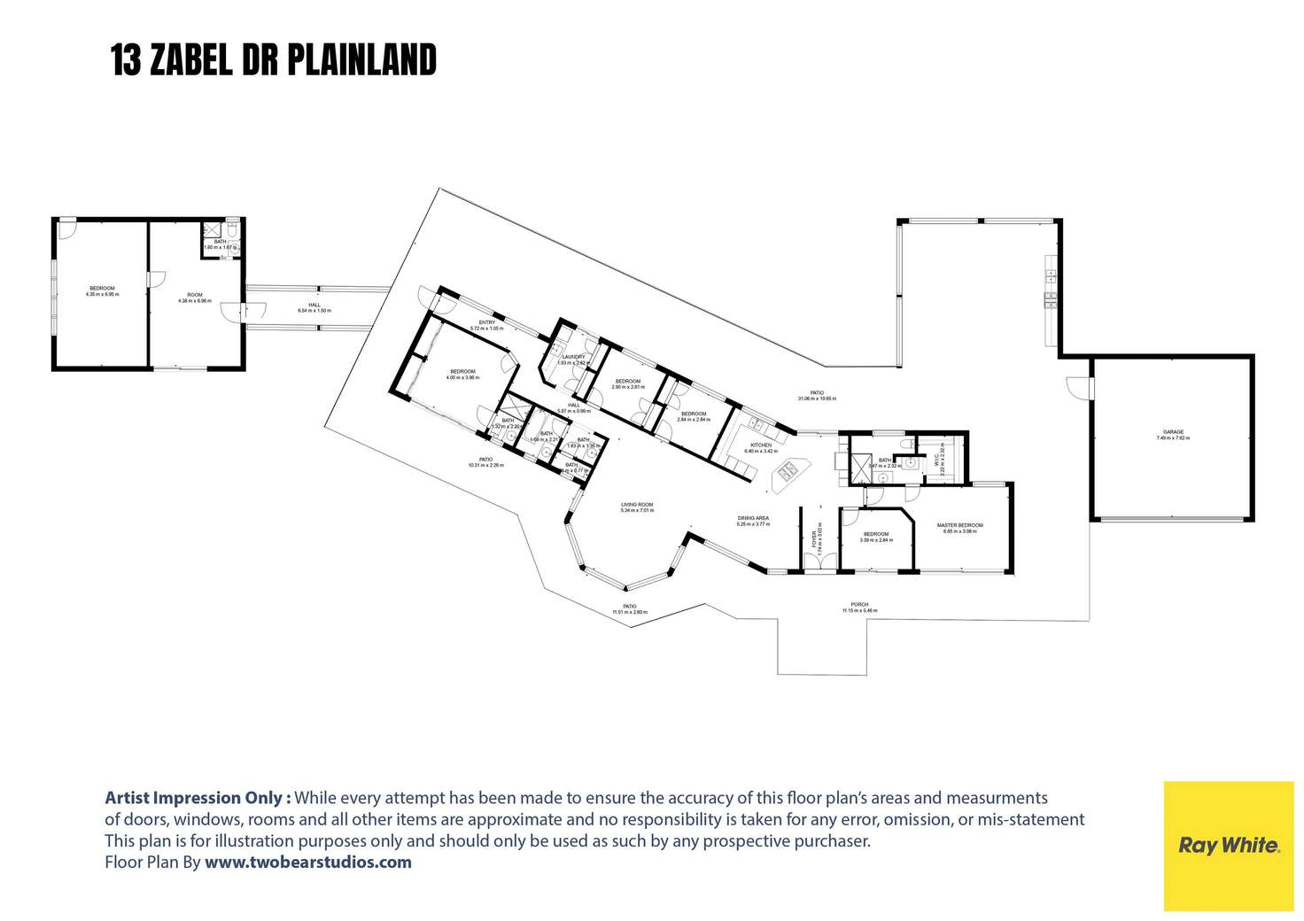 Floorplan of Homely acreageSemiRural listing, 13 Zabel Drive, Plainland QLD 4341