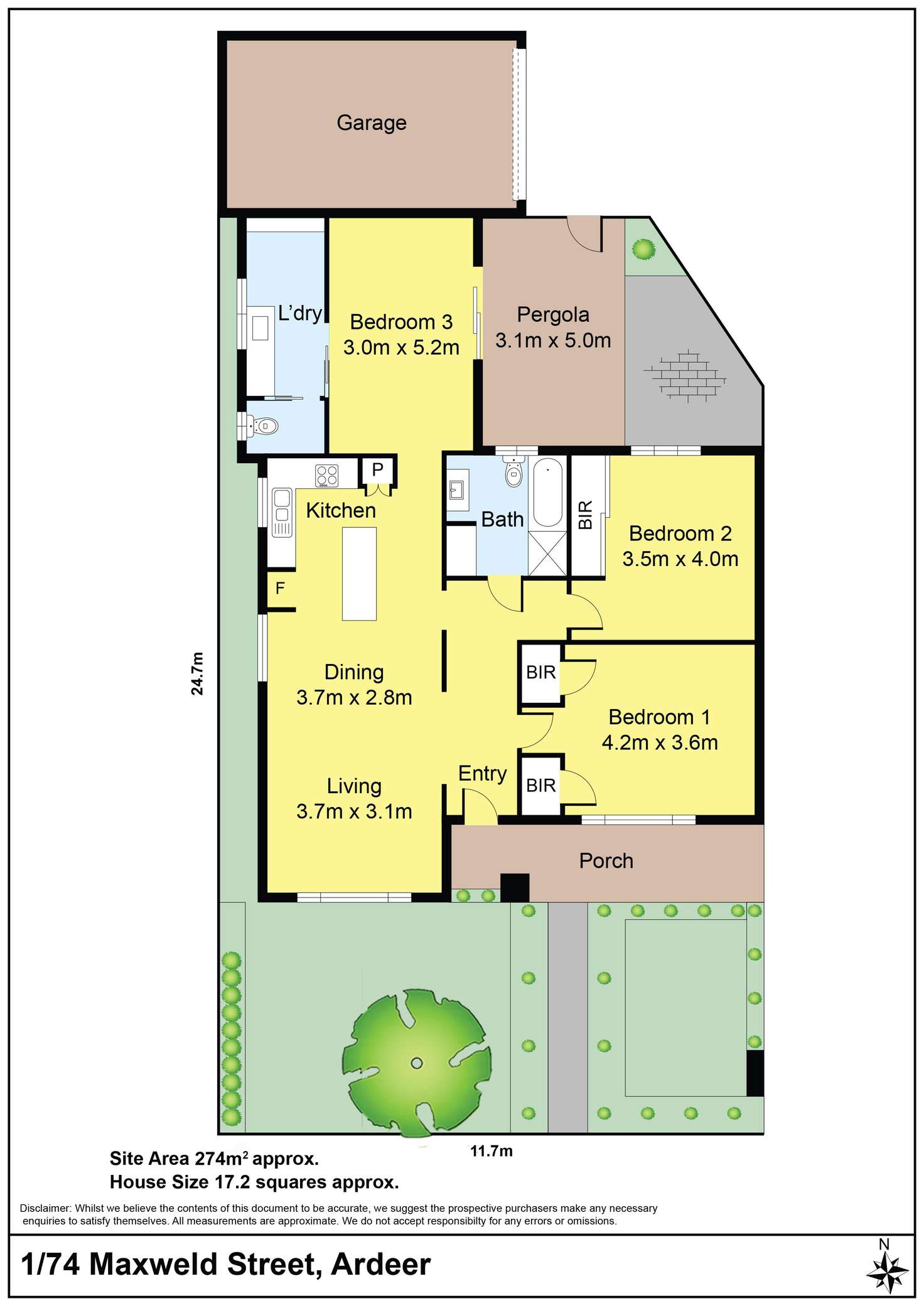 Floorplan of Homely unit listing, 1/74 Maxweld Street, Ardeer VIC 3022