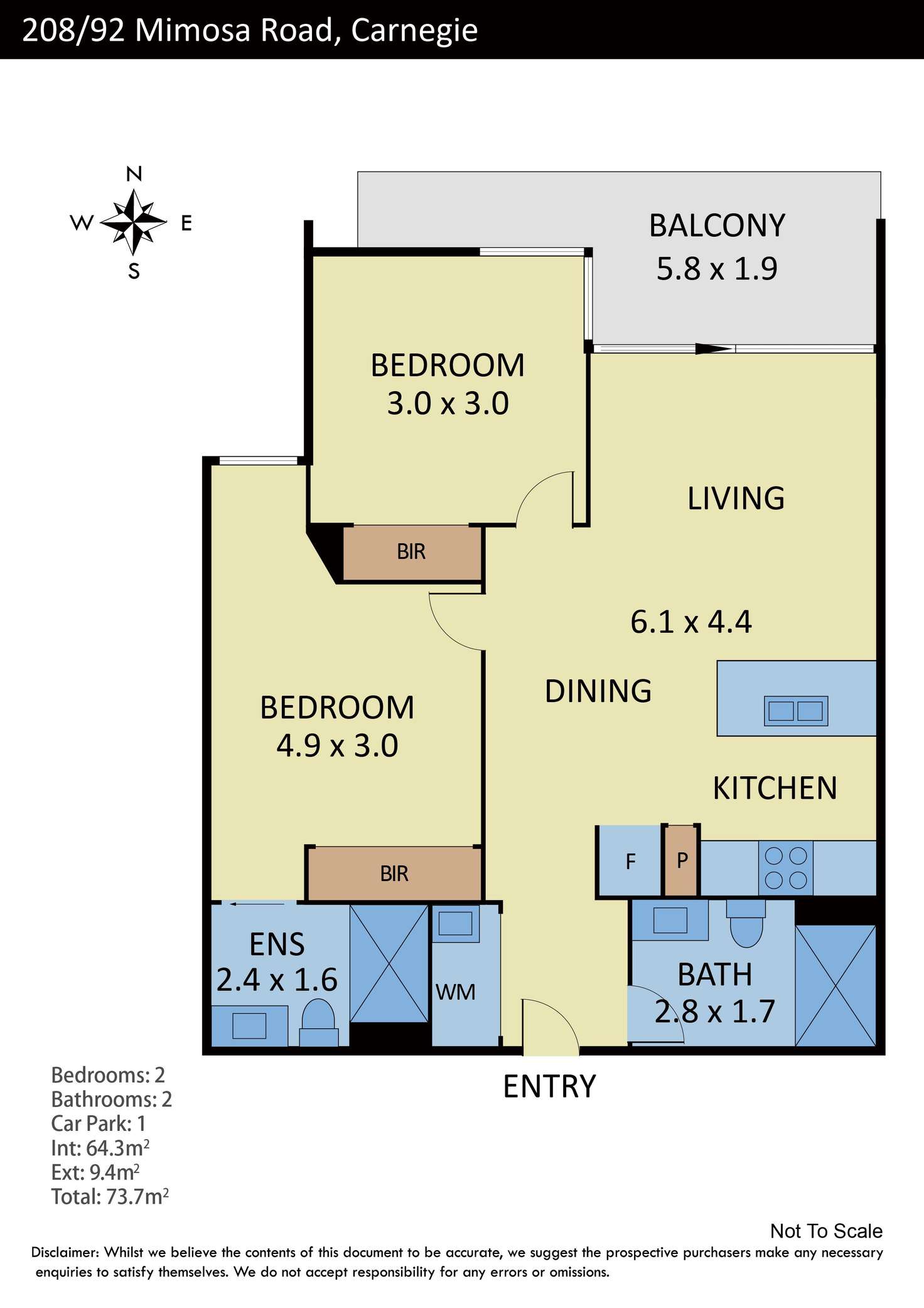Floorplan of Homely apartment listing, 208/92 Mimosa Road, Carnegie VIC 3163