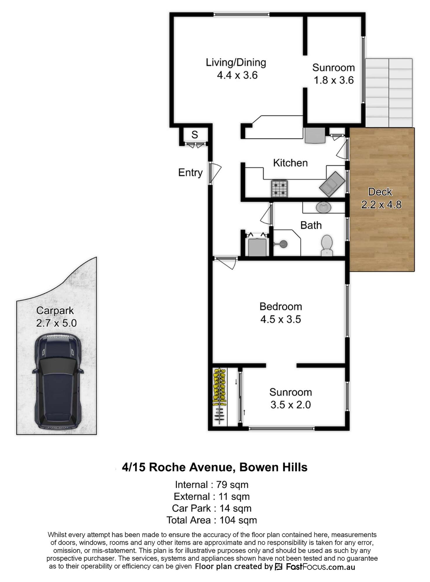 Floorplan of Homely apartment listing, 4/15 Roche Avenue, Bowen Hills QLD 4006