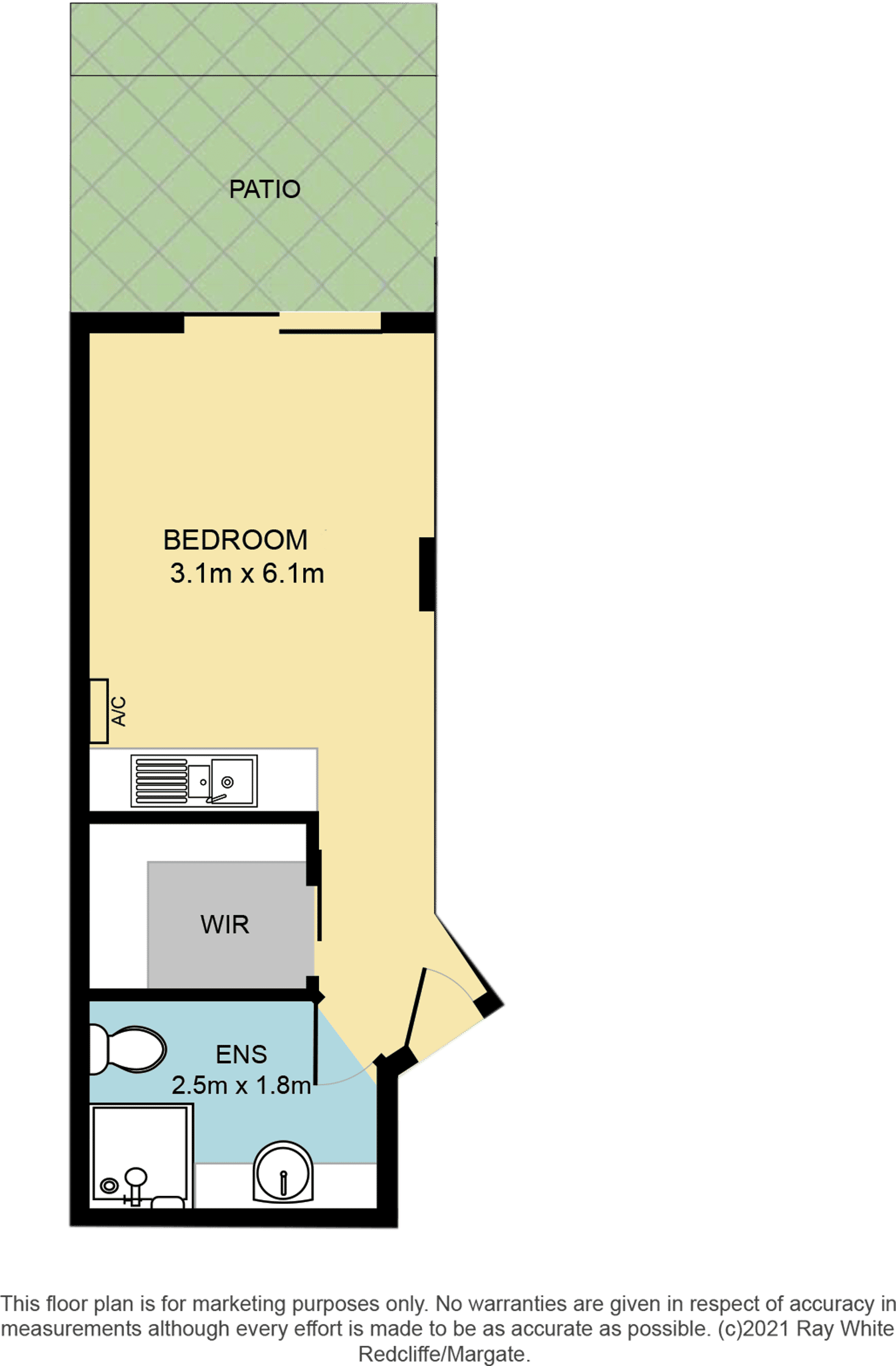 Floorplan of Homely studio listing, 2A/89 Landsborough Avenue, Scarborough QLD 4020