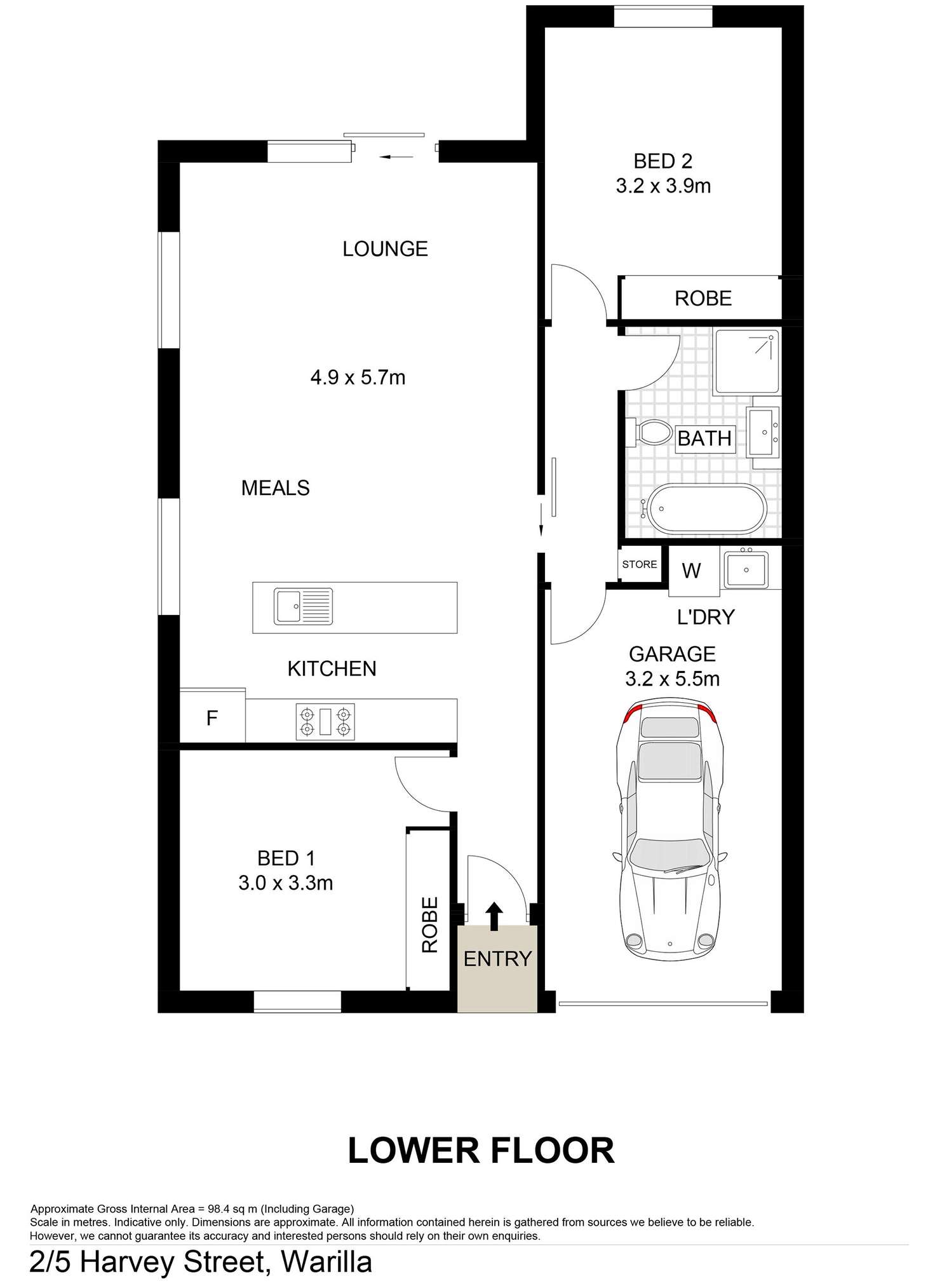 Floorplan of Homely villa listing, 2/5 Harvey Street, Warilla NSW 2528