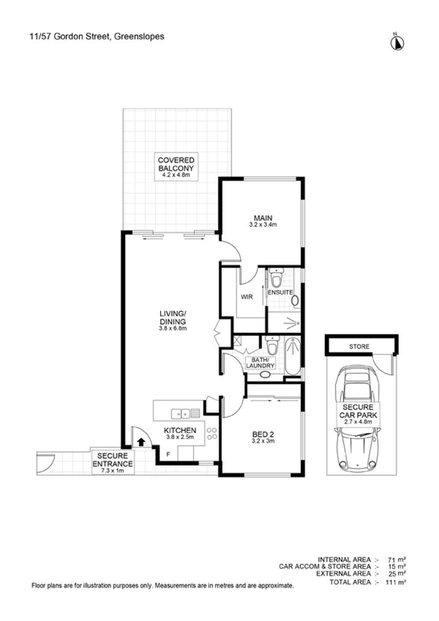 Floorplan of Homely apartment listing, 11/57 Gordon St, Greenslopes QLD 4120