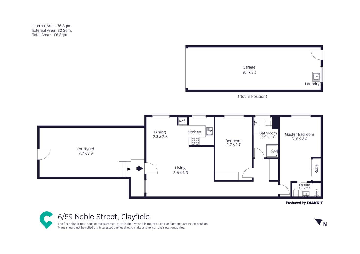 Floorplan of Homely townhouse listing, 6/59 Noble Street, Clayfield QLD 4011