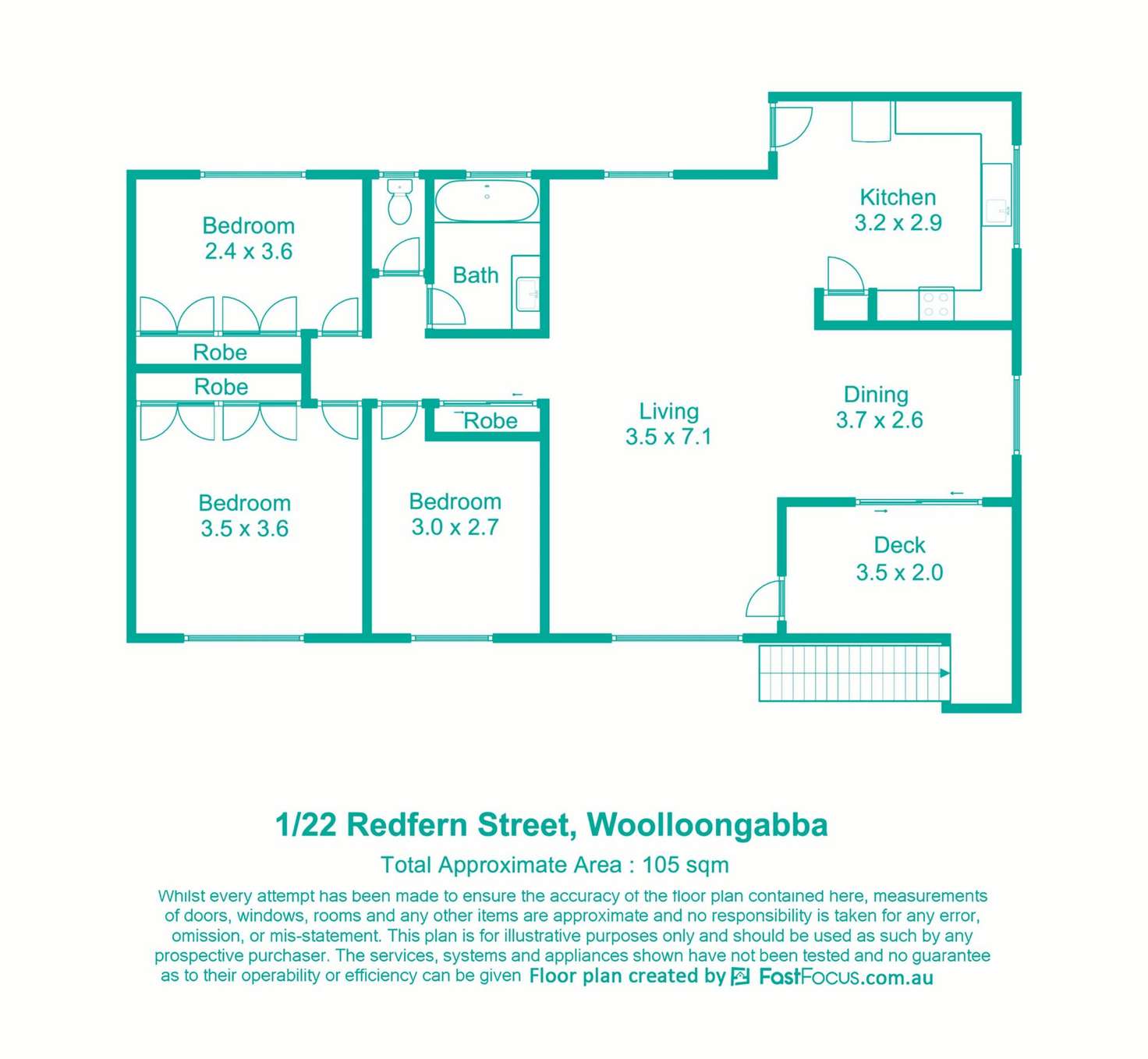 Floorplan of Homely unit listing, 1/22 Redfern Street, Woolloongabba QLD 4102
