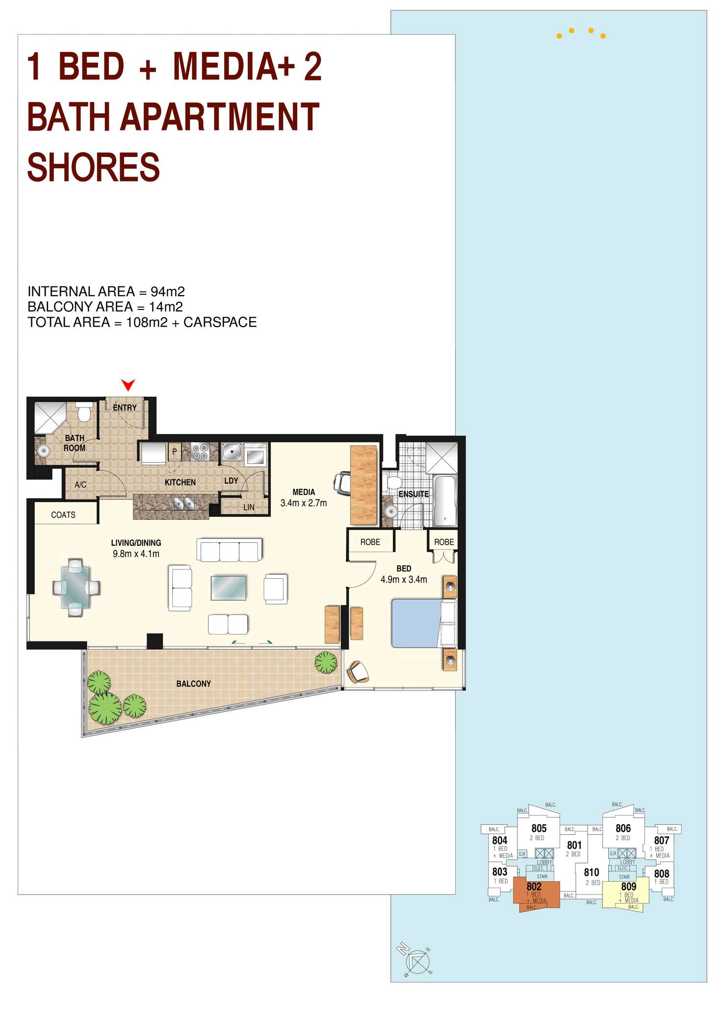 Floorplan of Homely apartment listing, 1602/1 Como Crescent, Southport QLD 4215