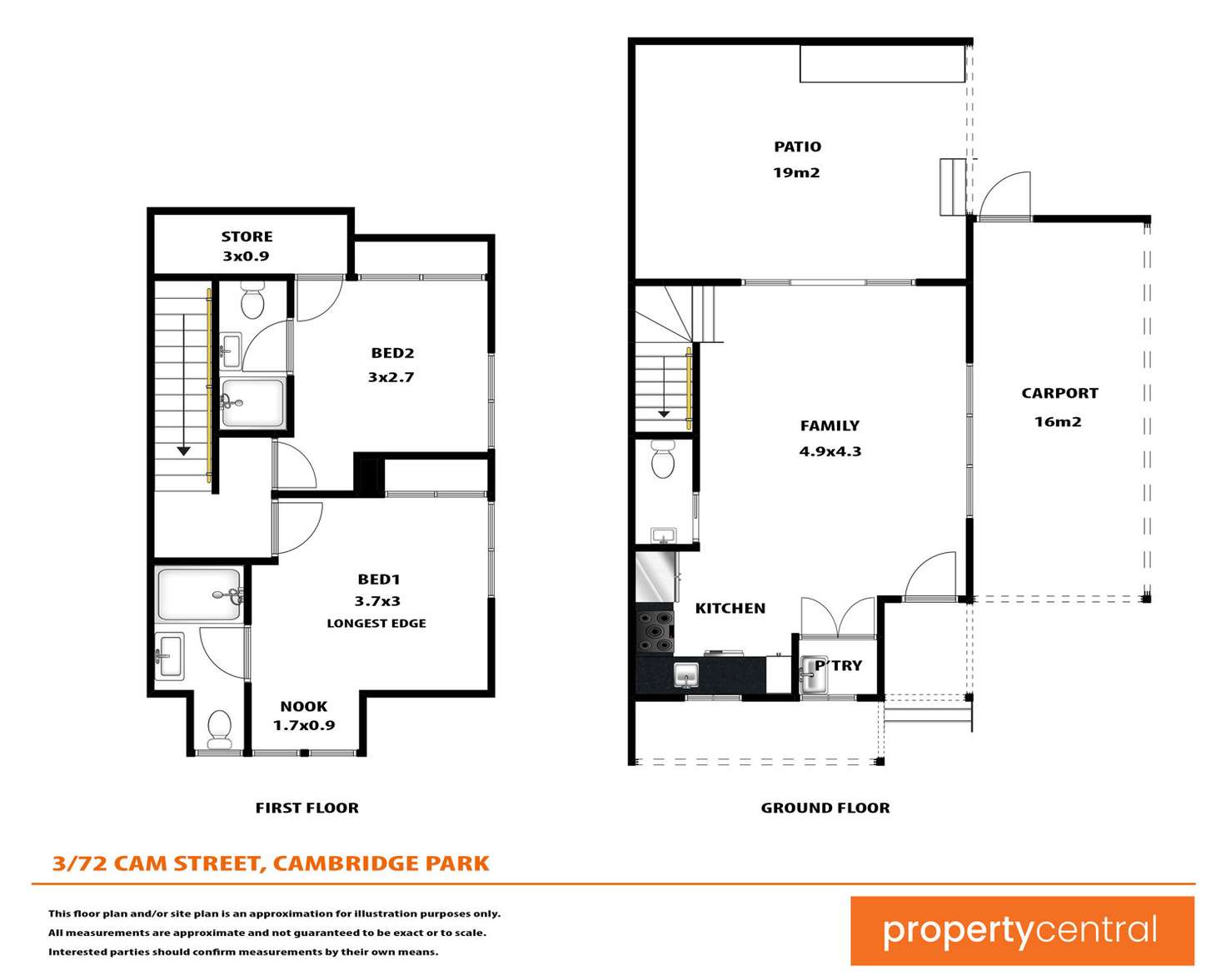 Floorplan of Homely townhouse listing, 3/72 Cam Street, Cambridge Park NSW 2747
