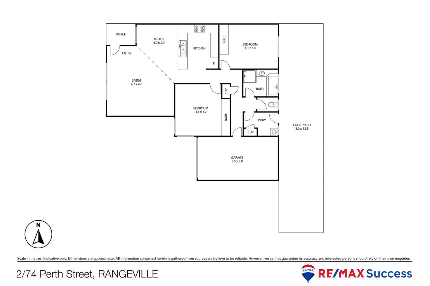 Floorplan of Homely unit listing, 2/74 Perth Street, Rangeville QLD 4350
