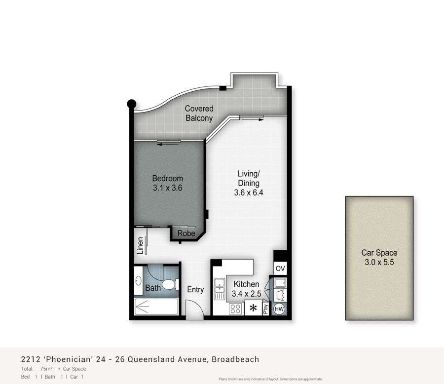 Floorplan of Homely apartment listing, 2212/24-26 Queensland Avenue, Broadbeach QLD 4218