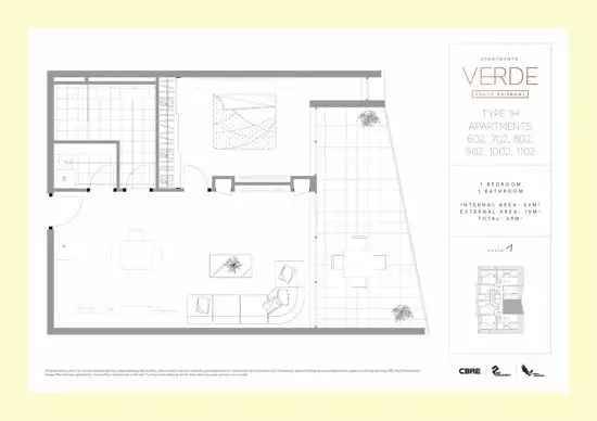 Floorplan of Homely apartment listing, 1102/5 Cameron Street, South Brisbane QLD 4101
