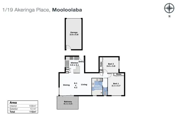 Floorplan of Homely unit listing, 1/19 Akeringa Place, Mooloolaba QLD 4557