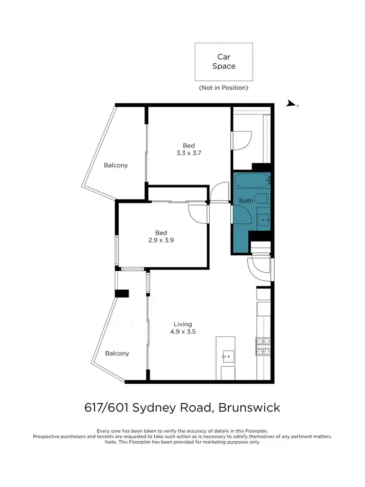 Floorplan of Homely apartment listing, 617/601 Sydney Road, Brunswick VIC 3056
