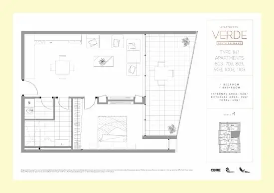 Floorplan of Homely apartment listing, 903/5 Cameron Street, South Brisbane QLD 4101