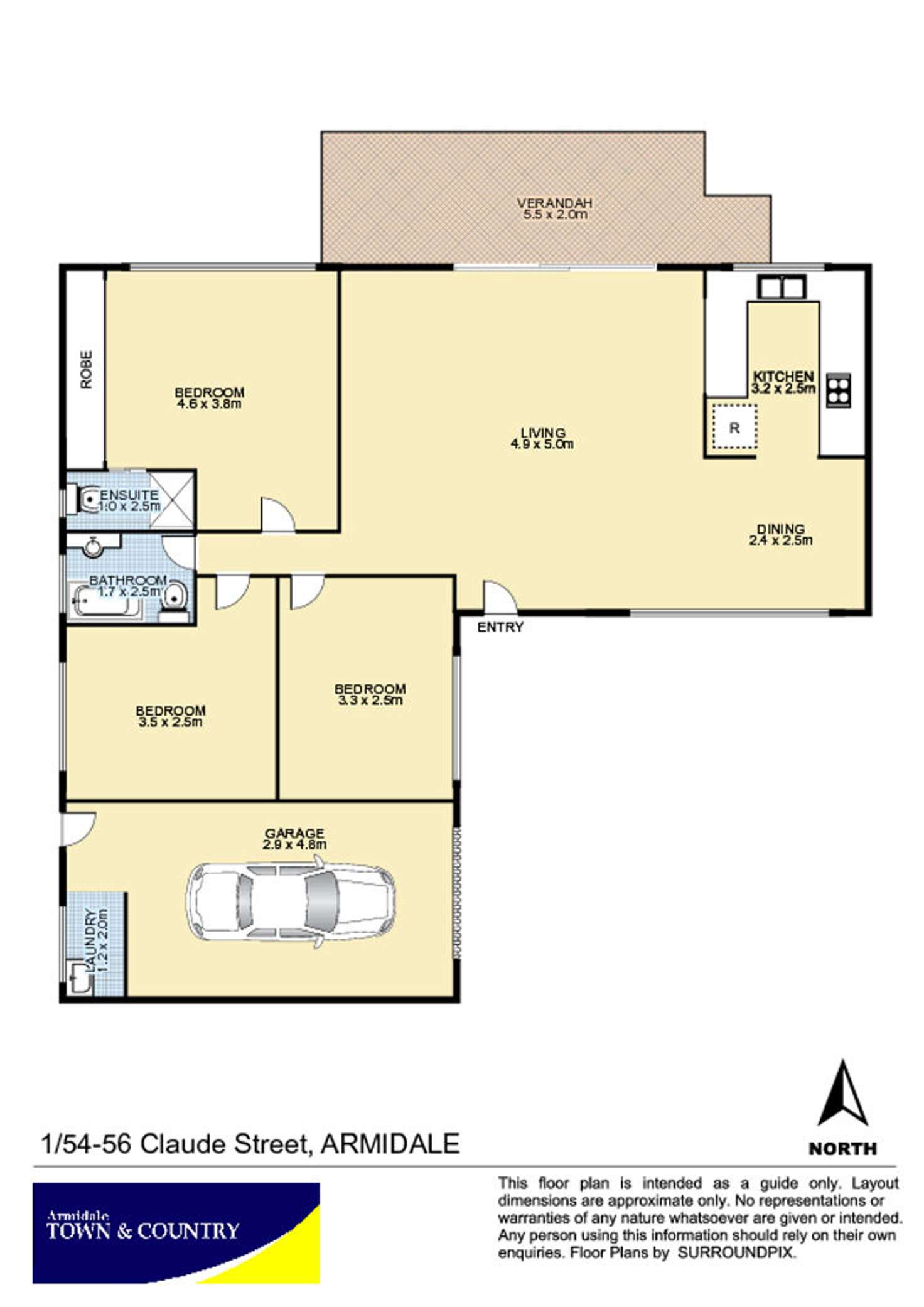 Floorplan of Homely unit listing, 1/54-56 Claude Street, Armidale NSW 2350