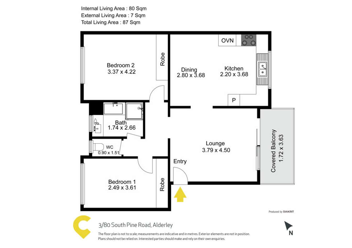 Floorplan of Homely unit listing, 3/80 South Pine Road, Alderley QLD 4051