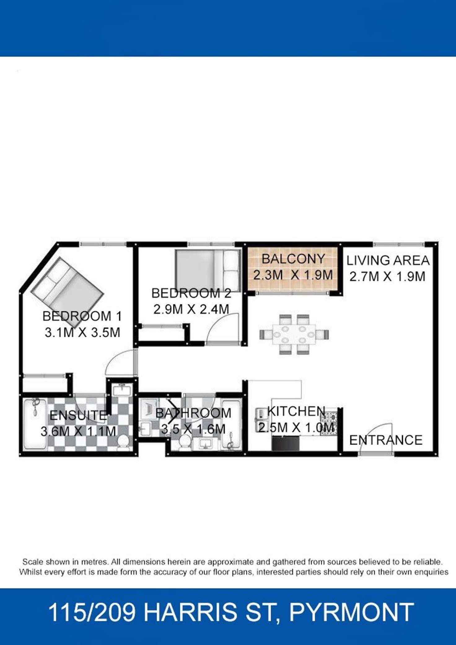 Floorplan of Homely unit listing, 115/209-211 Harris Street, Pyrmont NSW 2009