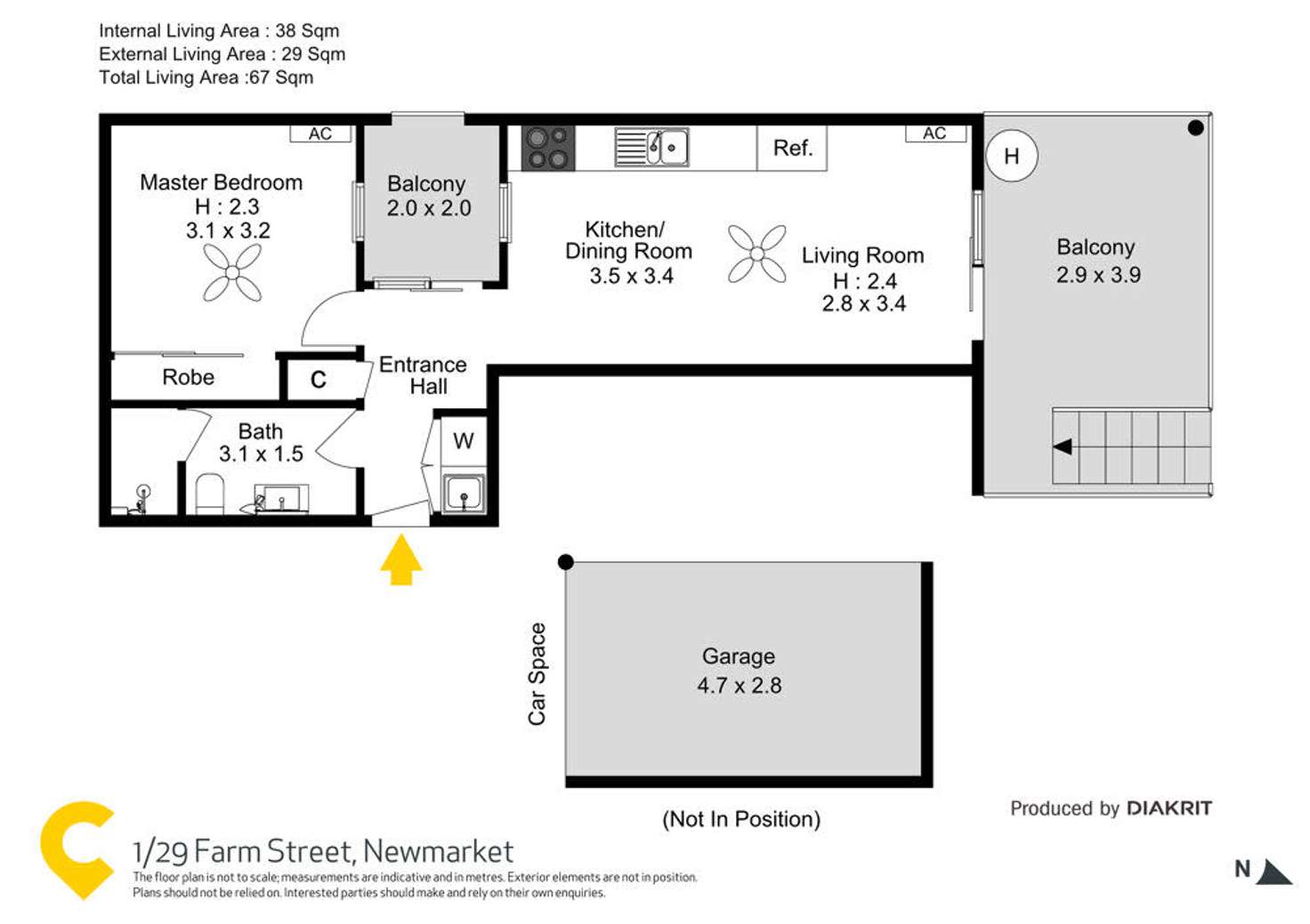 Floorplan of Homely unit listing, 1/29 Farm Street, Newmarket QLD 4051