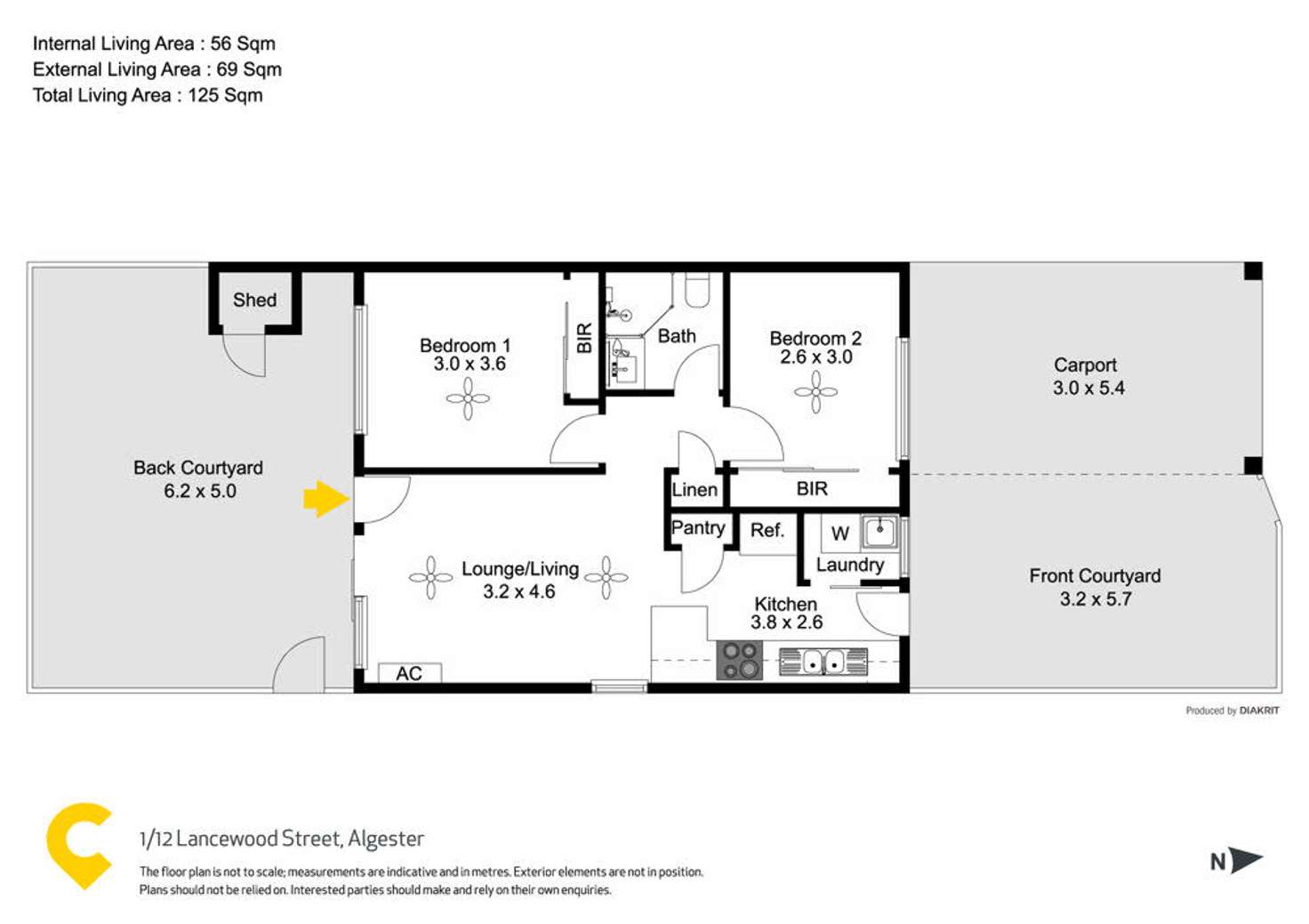 Floorplan of Homely townhouse listing, 1/12 Lancewood Street, Algester QLD 4115