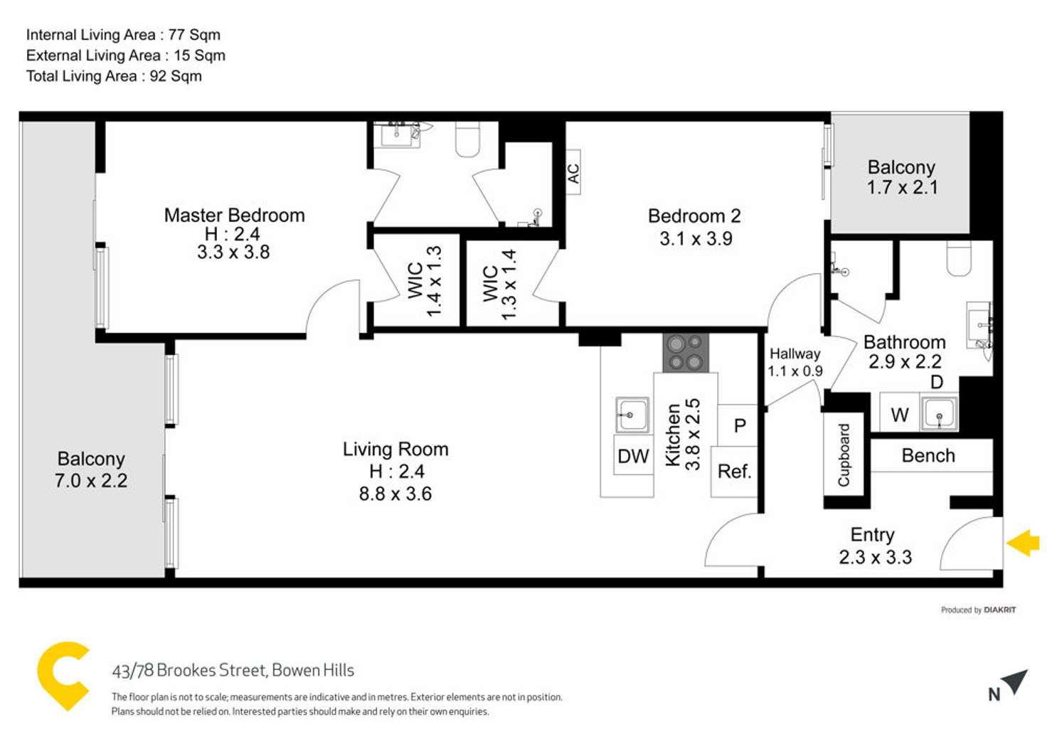 Floorplan of Homely unit listing, 43/78 Brookes Street, Bowen Hills QLD 4006