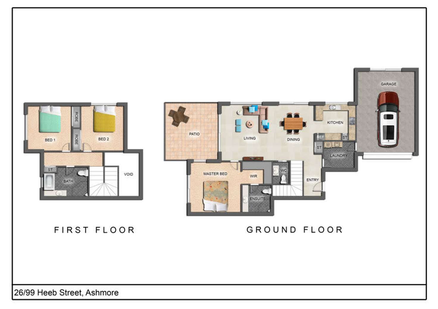 Floorplan of Homely townhouse listing, 26/99 Heeb Street, Ashmore QLD 4214