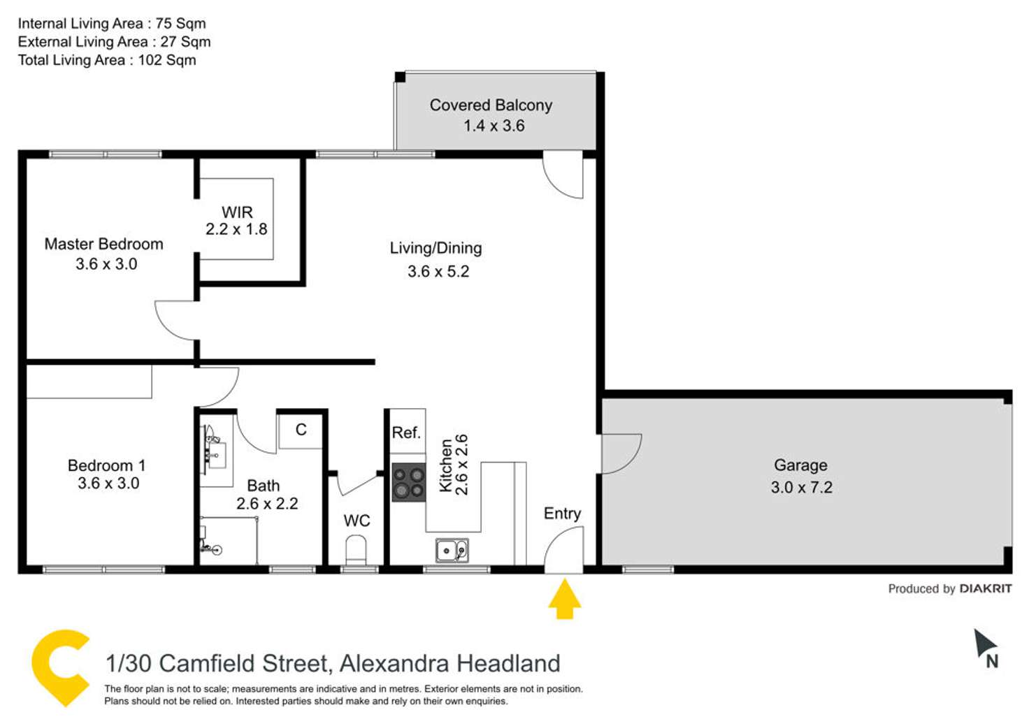 Floorplan of Homely unit listing, 1/30 Camfield Street, Alexandra Headland QLD 4572