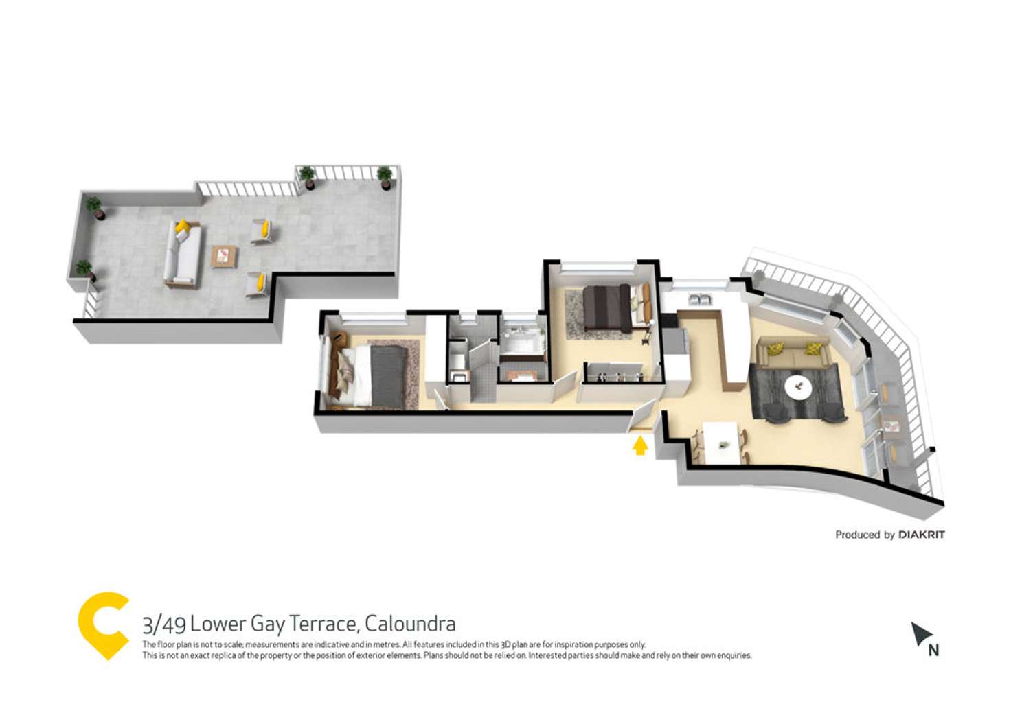 Floorplan of Homely unit listing, 3/49 Lower Gay Terrace, Caloundra QLD 4551