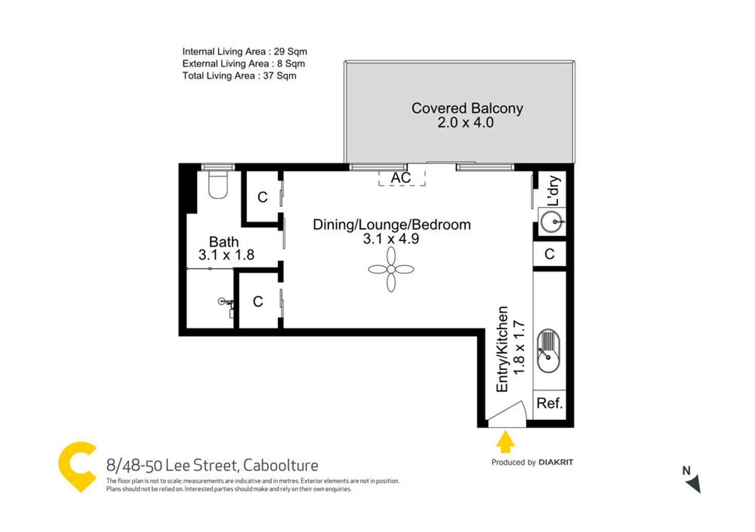 Floorplan of Homely studio listing, 8/48-50 Lee Street, Caboolture QLD 4510