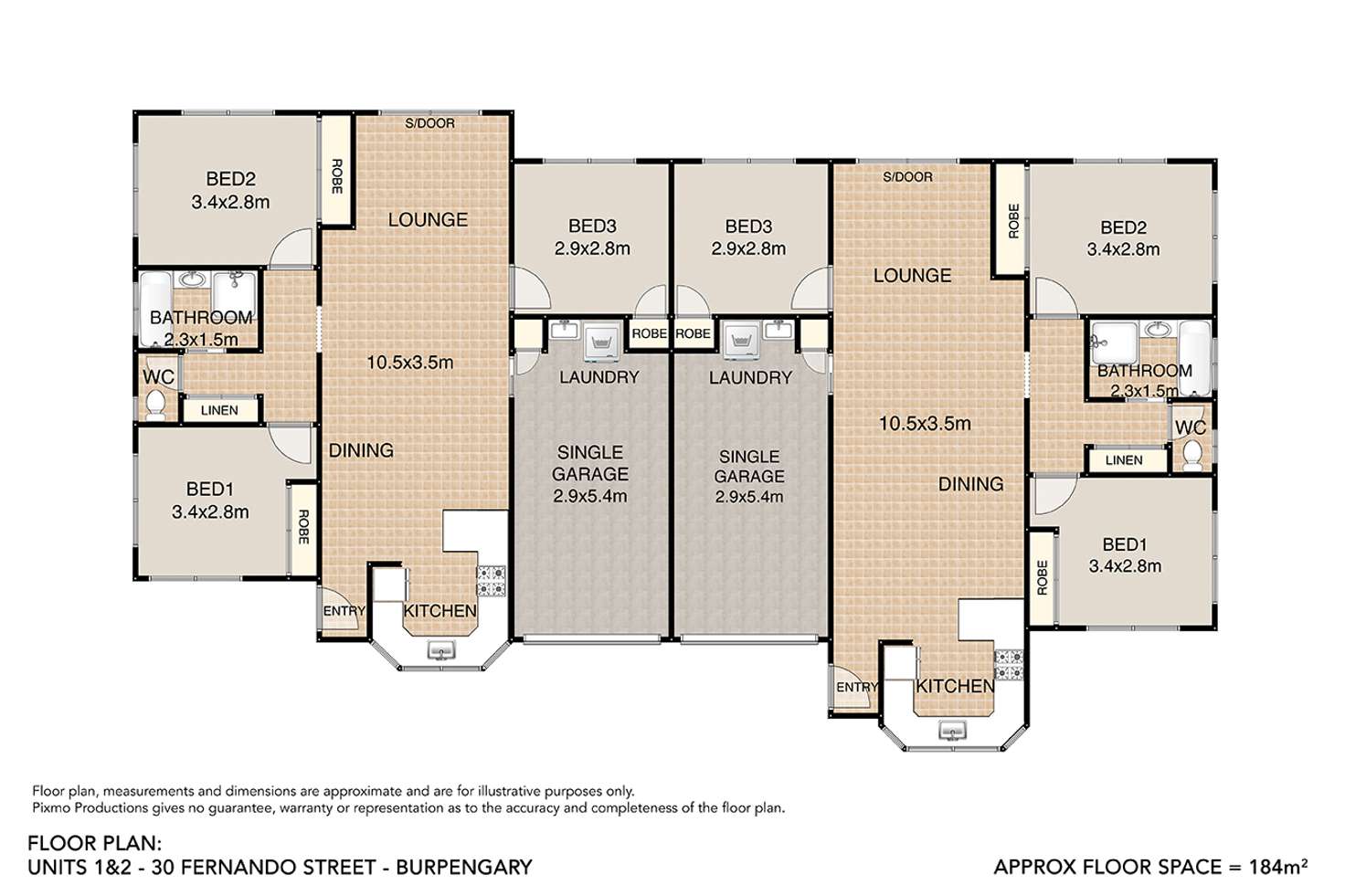 Floorplan of Homely semiDetached listing, 1/30 Fernando St, Burpengary QLD 4505