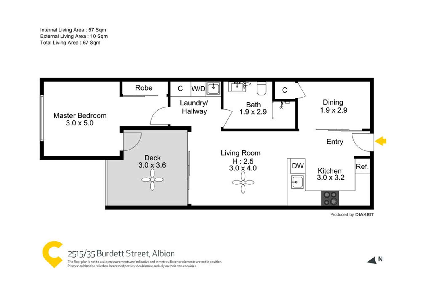 Floorplan of Homely apartment listing, 2515/35 Burdett Street, Albion QLD 4010