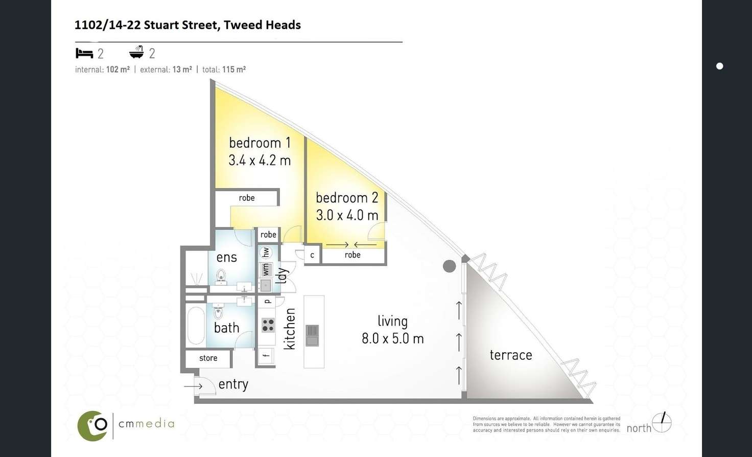 Floorplan of Homely unit listing, 1102/14-22 Stuart St, Tweed Heads NSW 2485