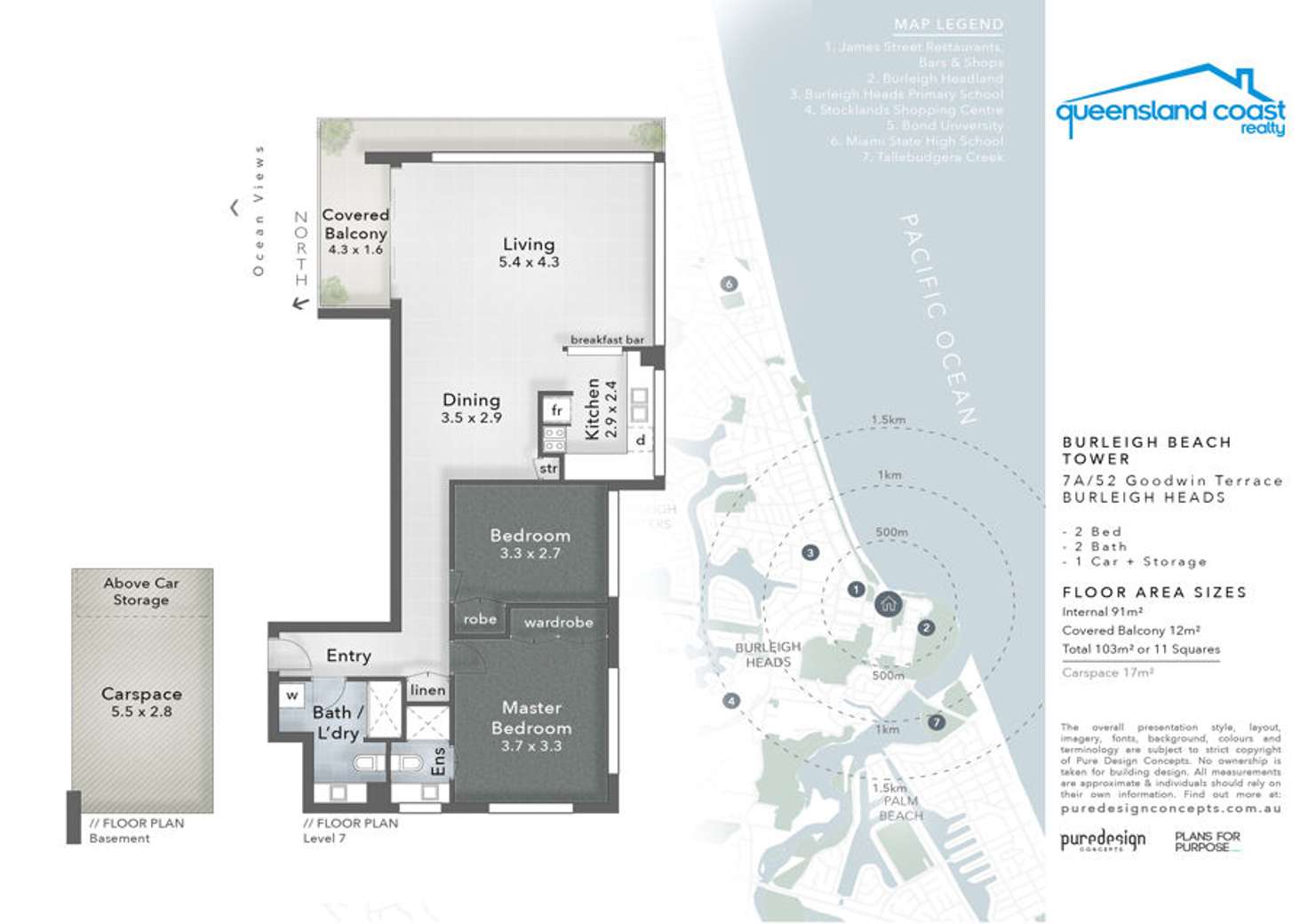 Floorplan of Homely unit listing, 7A/52 Goodwin Terrace, Burleigh Heads QLD 4220