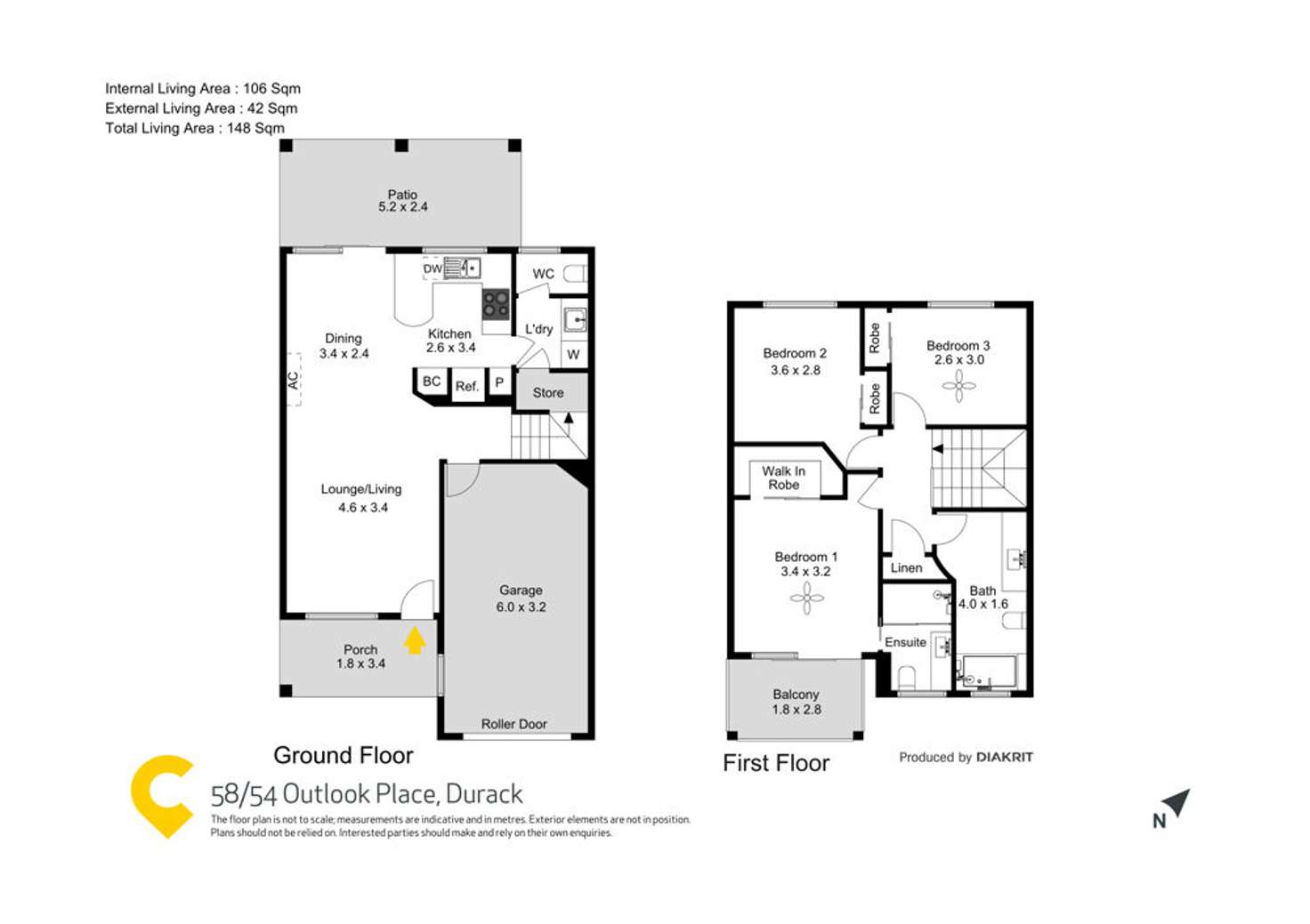 Floorplan of Homely townhouse listing, 58/54 Outlook Place, Durack QLD 4077
