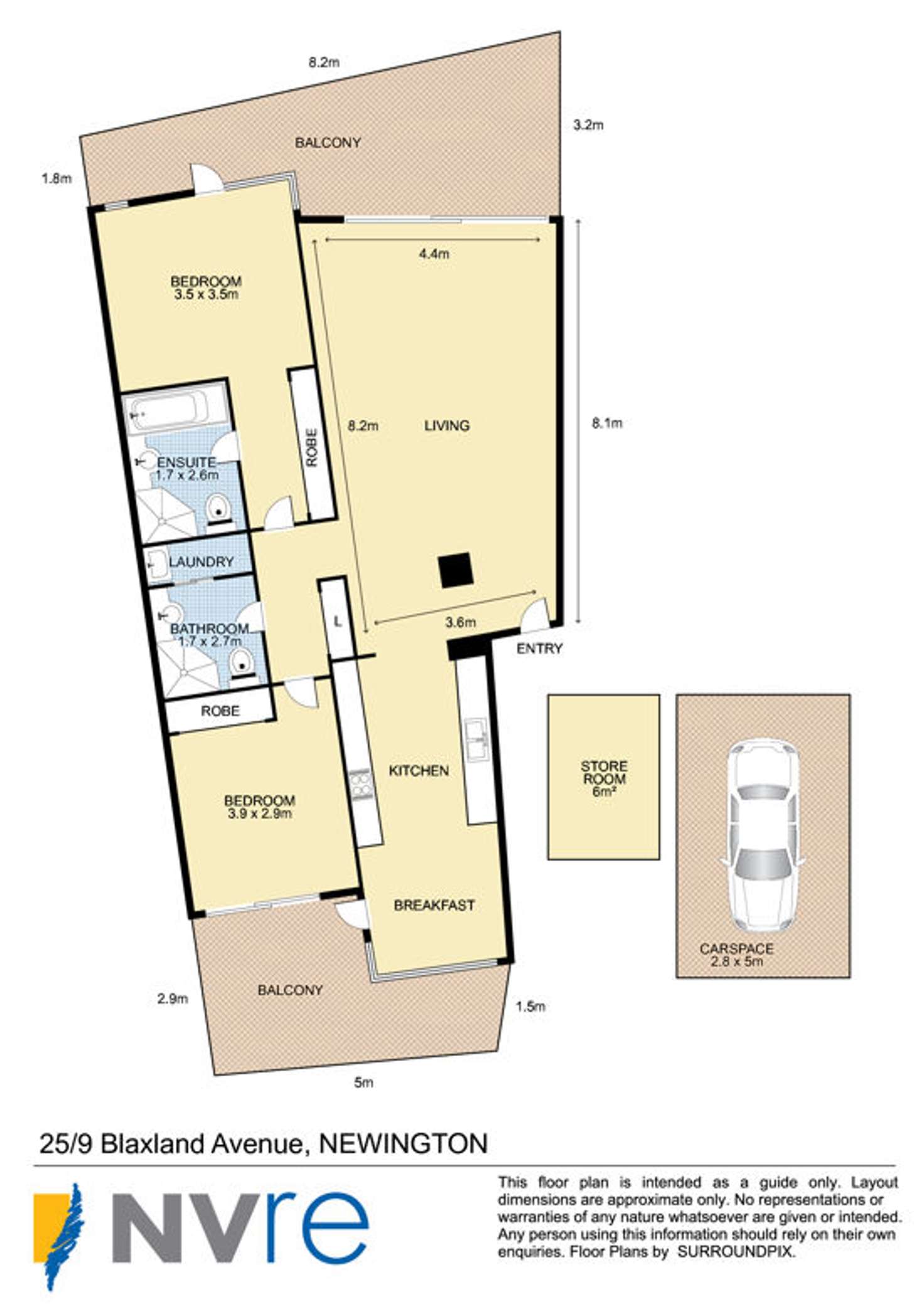 Floorplan of Homely unit listing, 25/9 Blaxland Avenue, Newington NSW 2127
