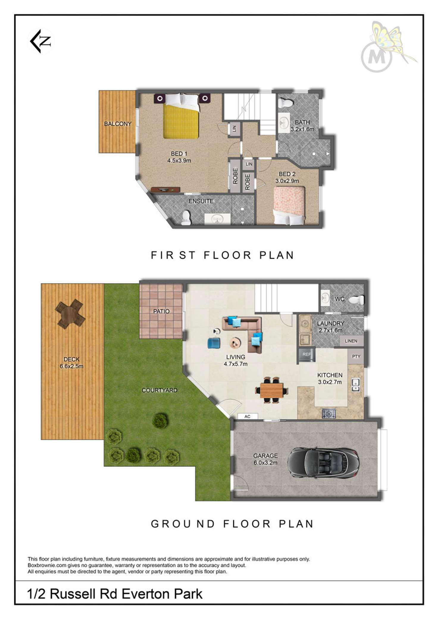 Floorplan of Homely townhouse listing, 1/2 Russell Street, Everton Park QLD 4053