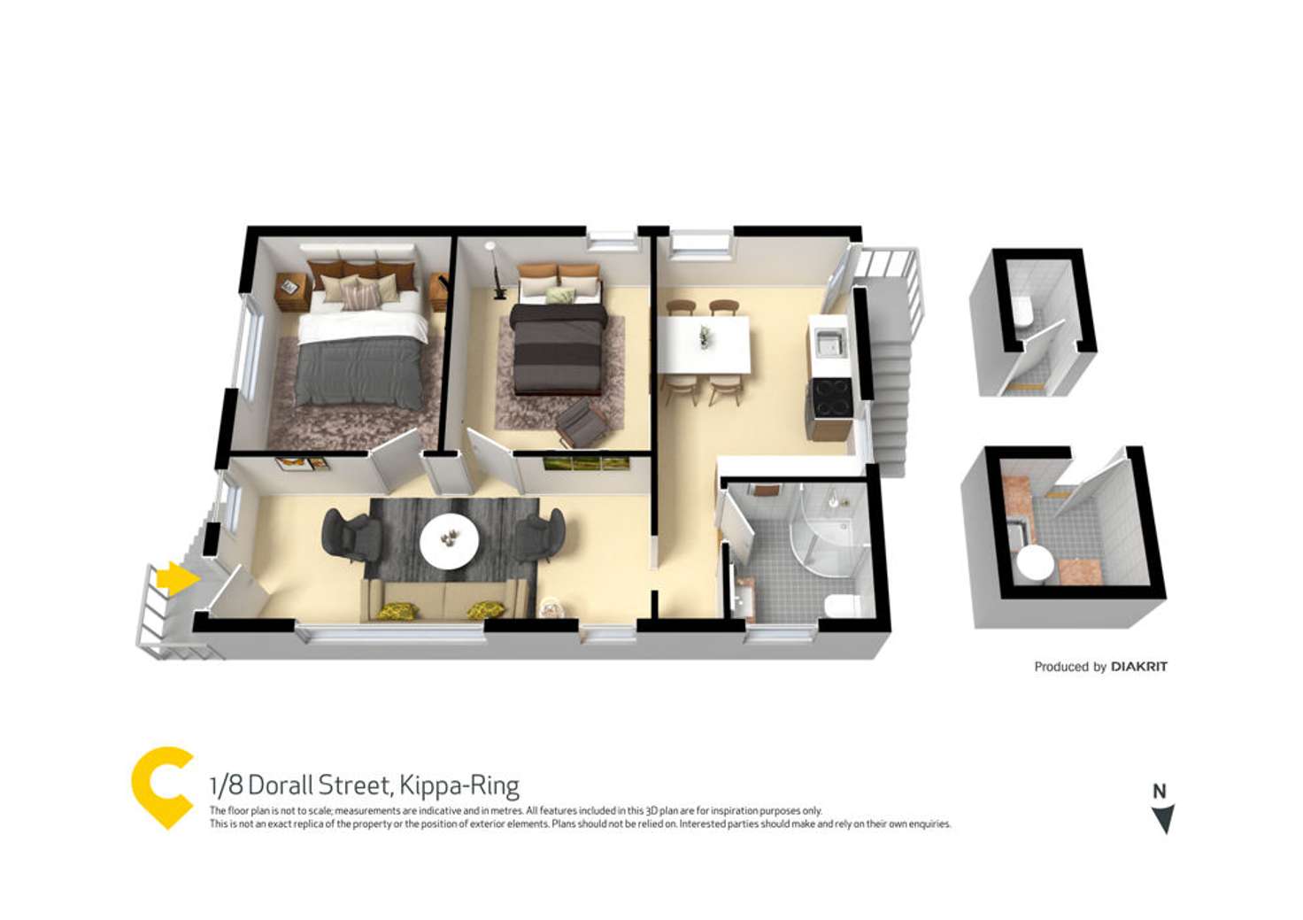 Floorplan of Homely semiDetached listing, 1/8 Dorall Street, Kippa-ring QLD 4021