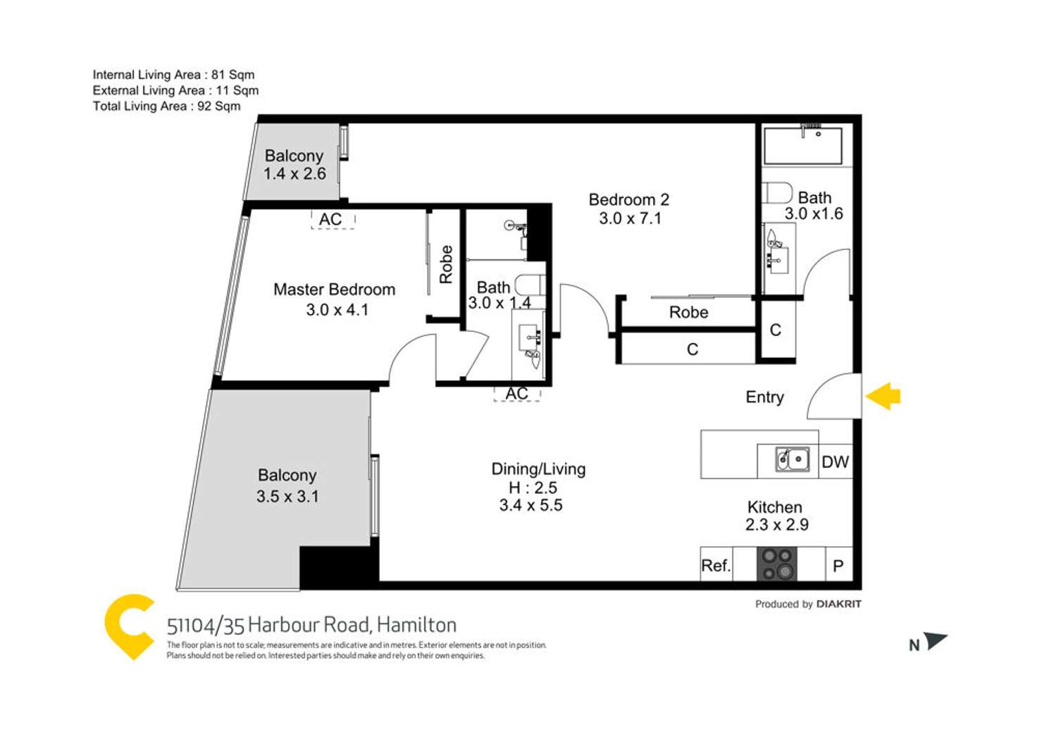 Floorplan of Homely unit listing, 51104/37B Harbour Road, Hamilton QLD 4007