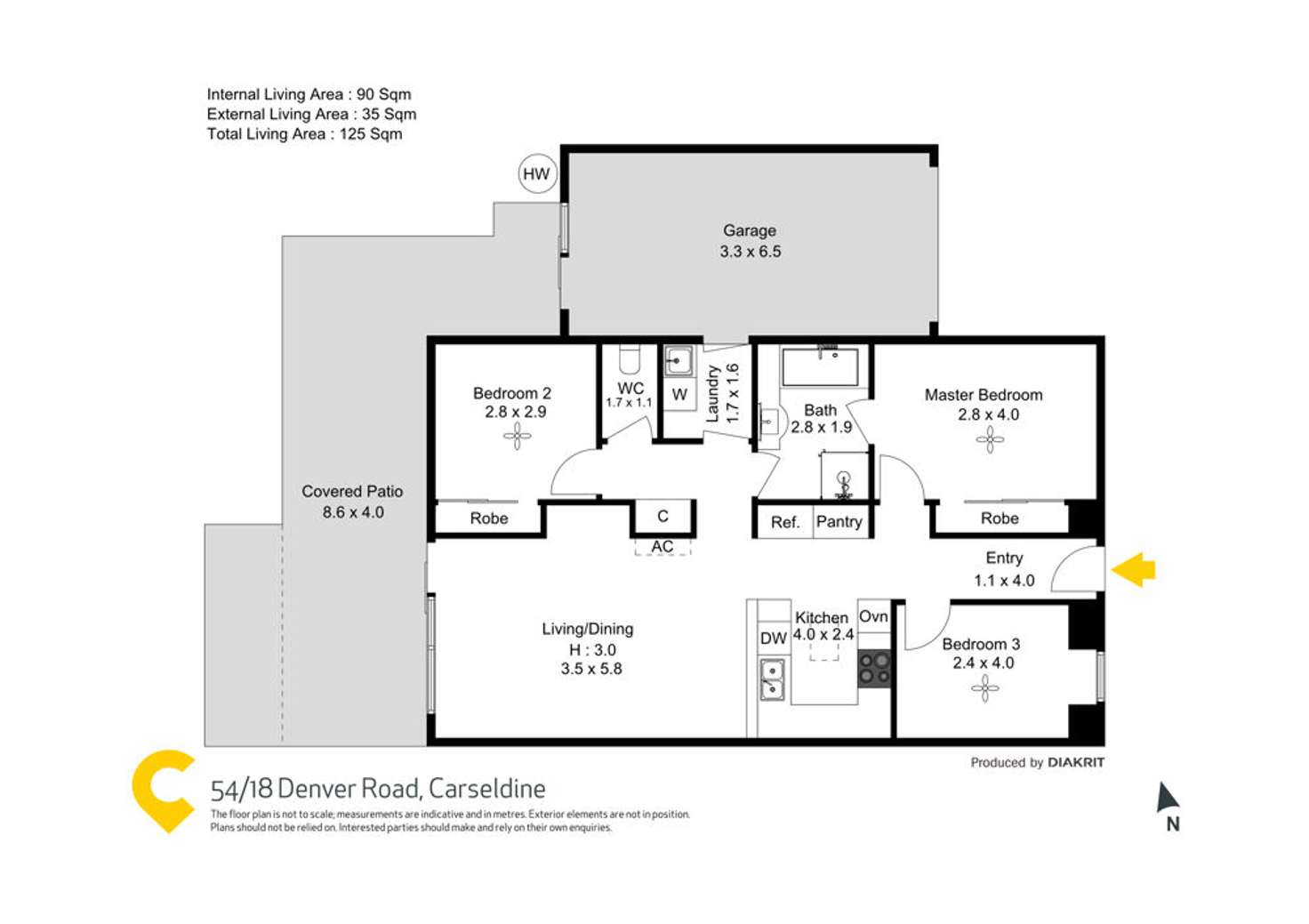 Floorplan of Homely villa listing, 54/18 Denver Road, Carseldine QLD 4034