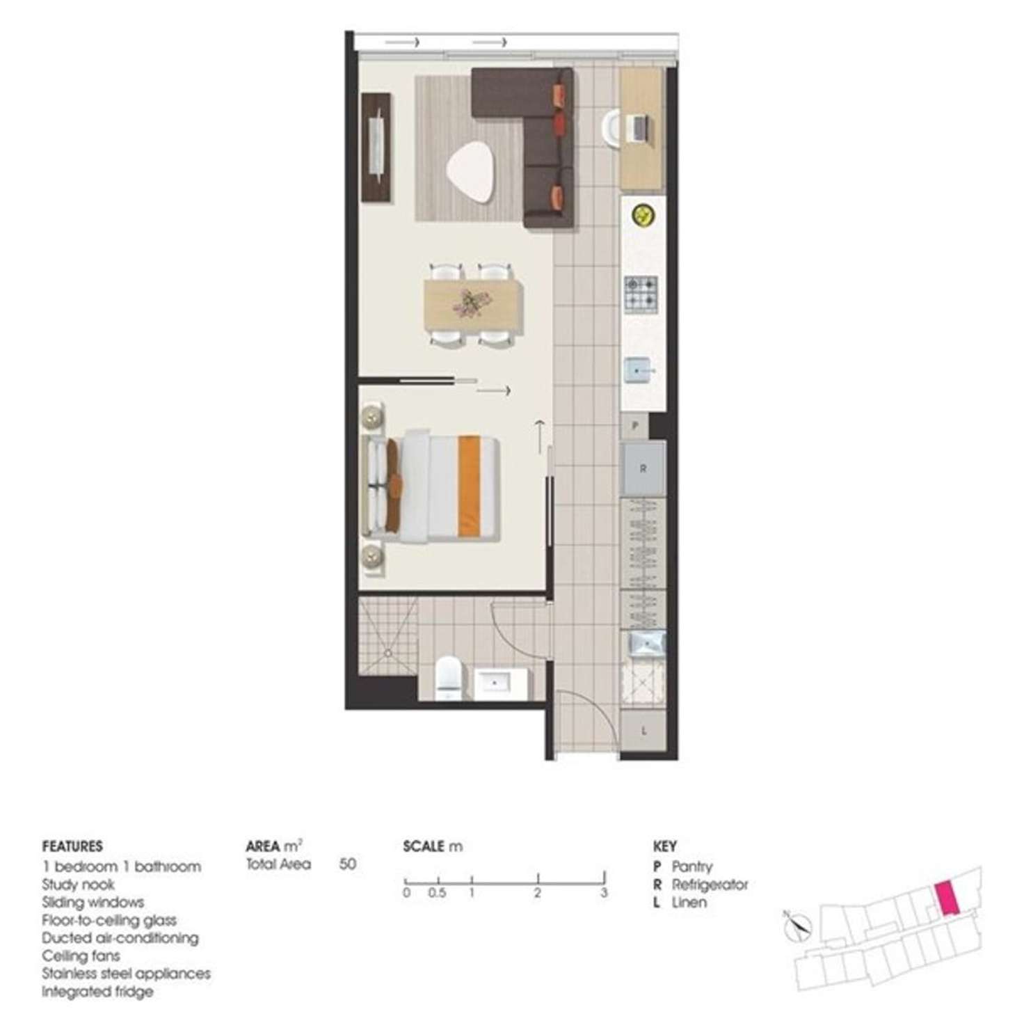 Floorplan of Homely unit listing, 1313/8 Church Street, Fortitude Valley QLD 4006