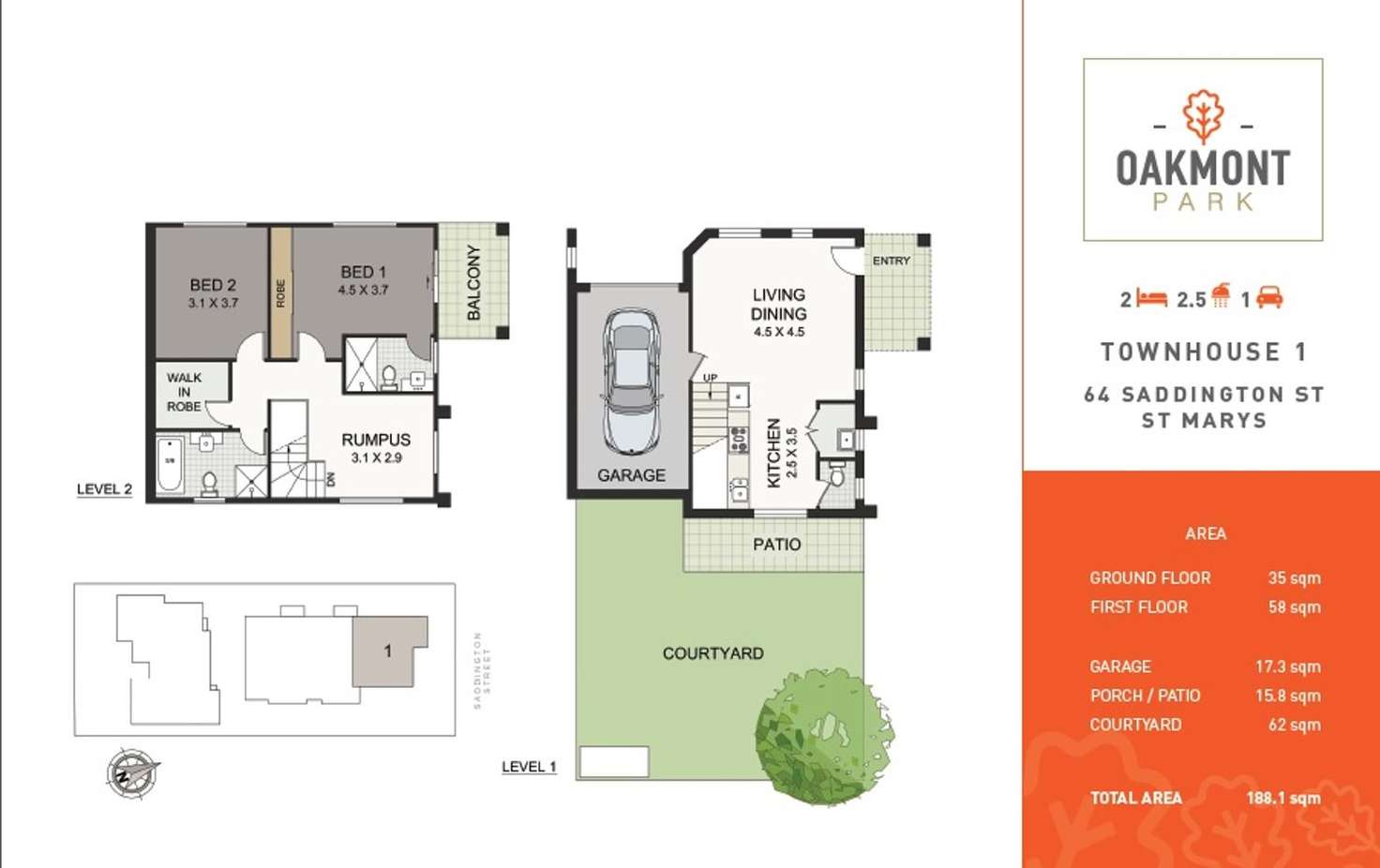 Floorplan of Homely townhouse listing, 1/64 Saddington Street, St Marys NSW 2760