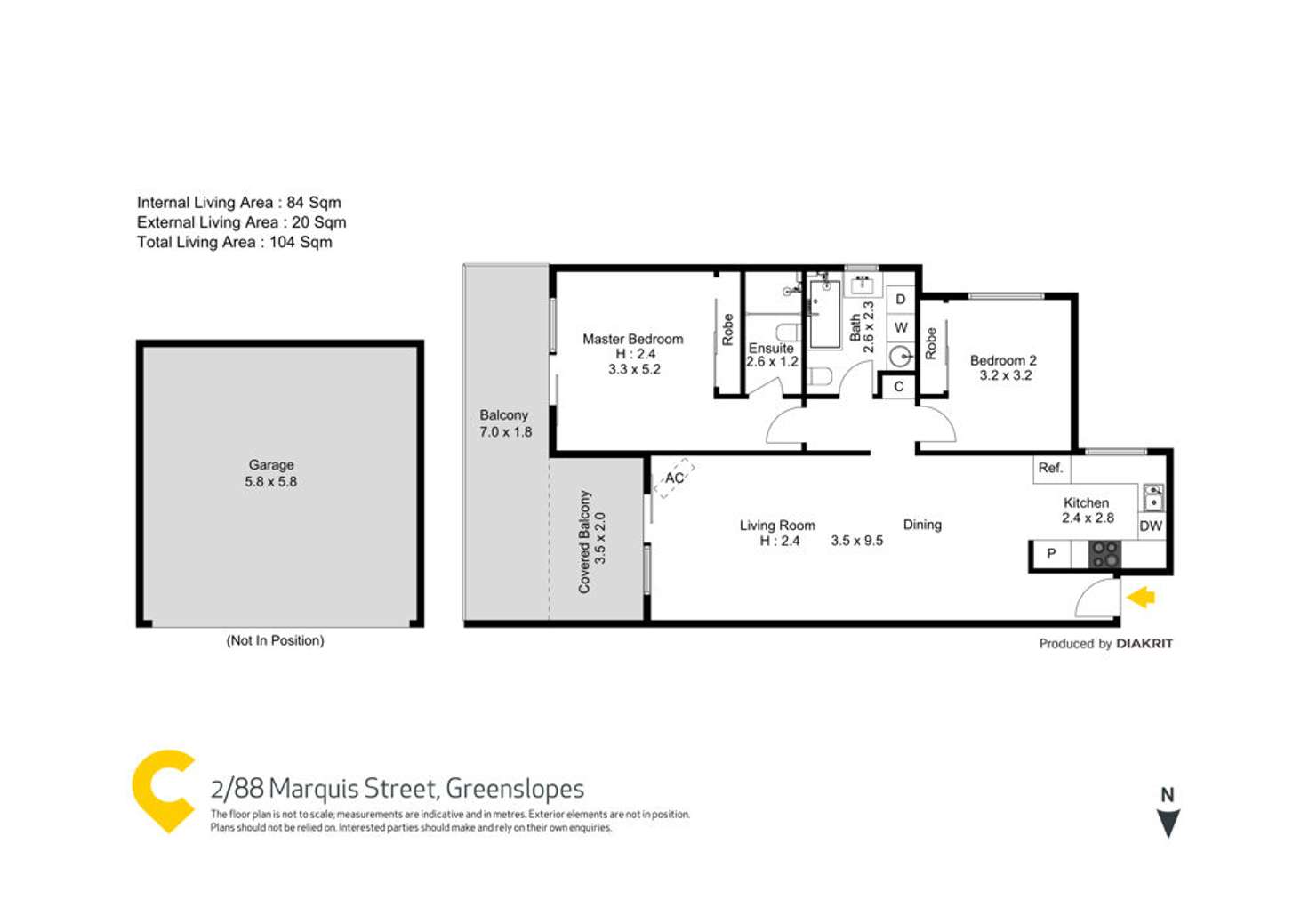 Floorplan of Homely unit listing, 2/88 Marquis Street, Greenslopes QLD 4120