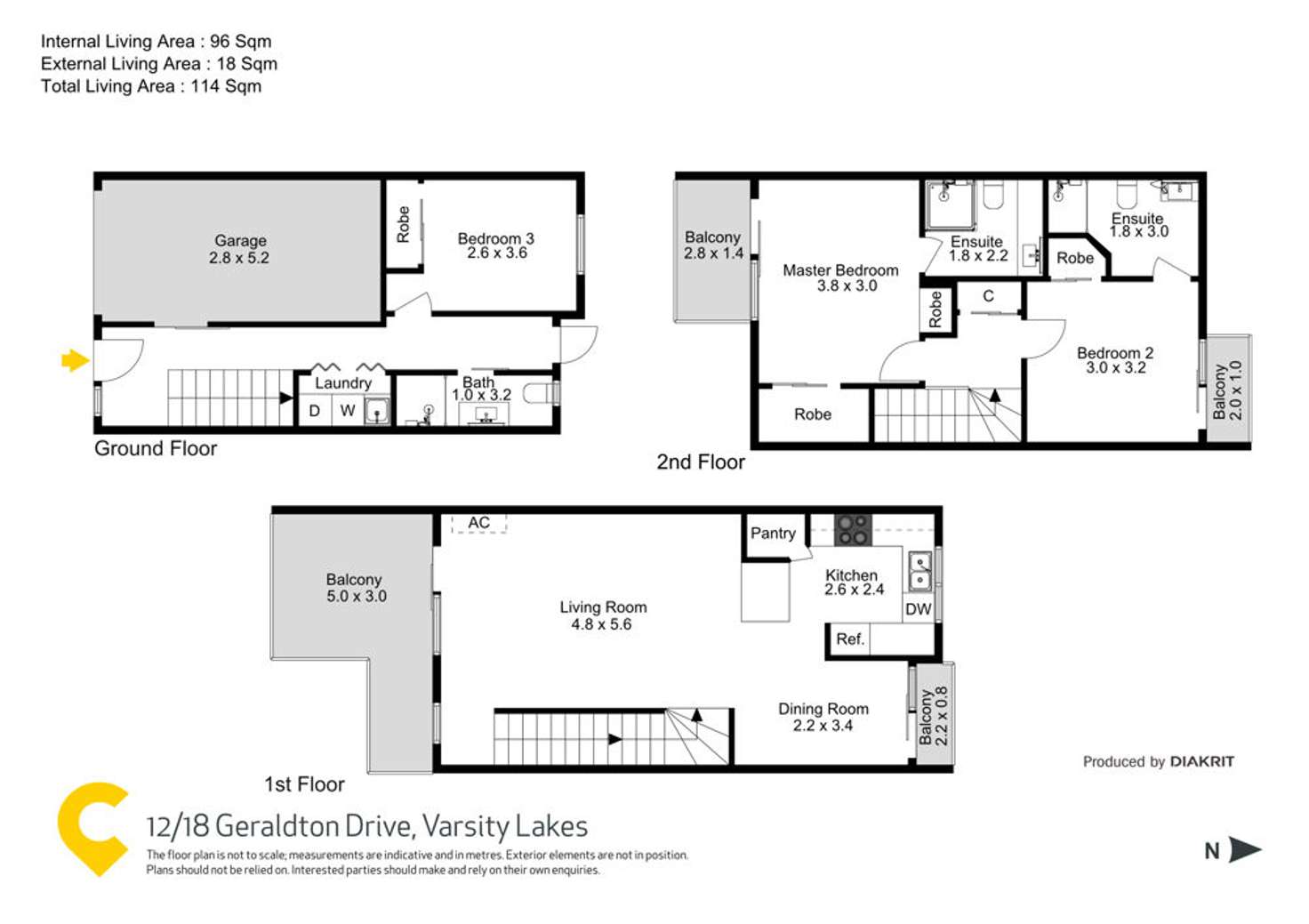 Floorplan of Homely unit listing, 12/18 Geraldton Drive, Varsity Lakes QLD 4227