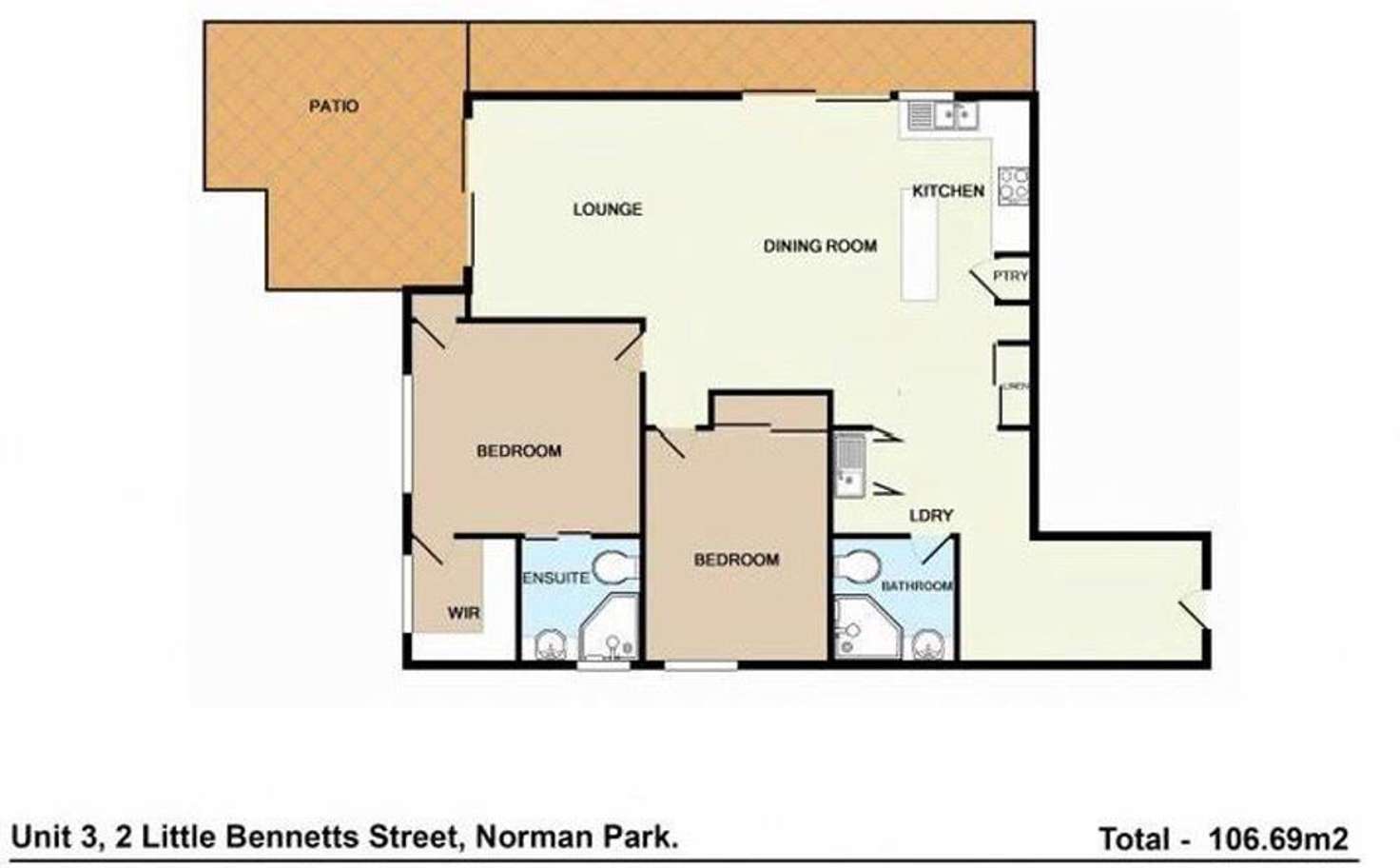 Floorplan of Homely unit listing, 3/2 Little Bennett Street, Norman Park QLD 4170